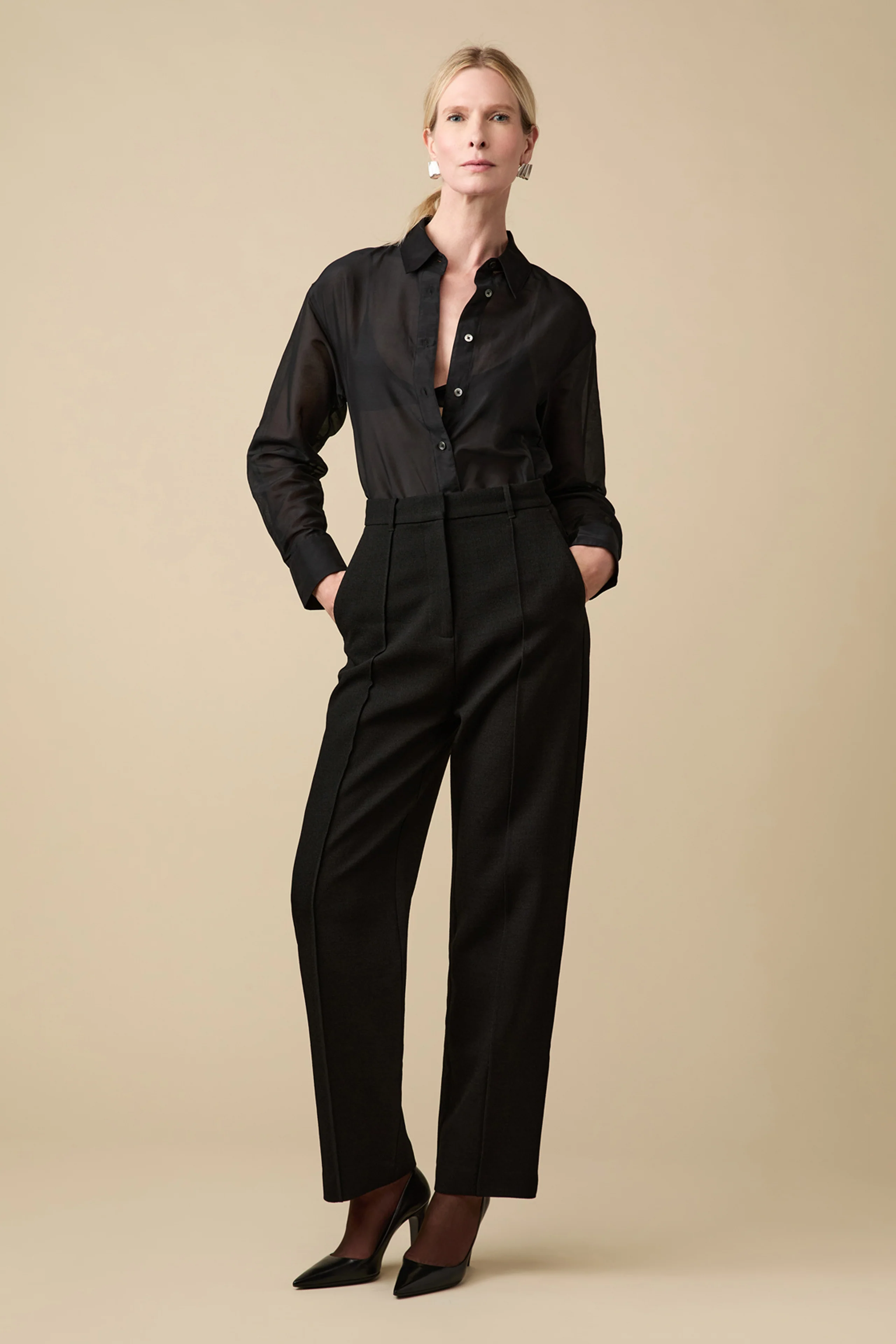 The Sheer Silk Shirt in Black - Image 3