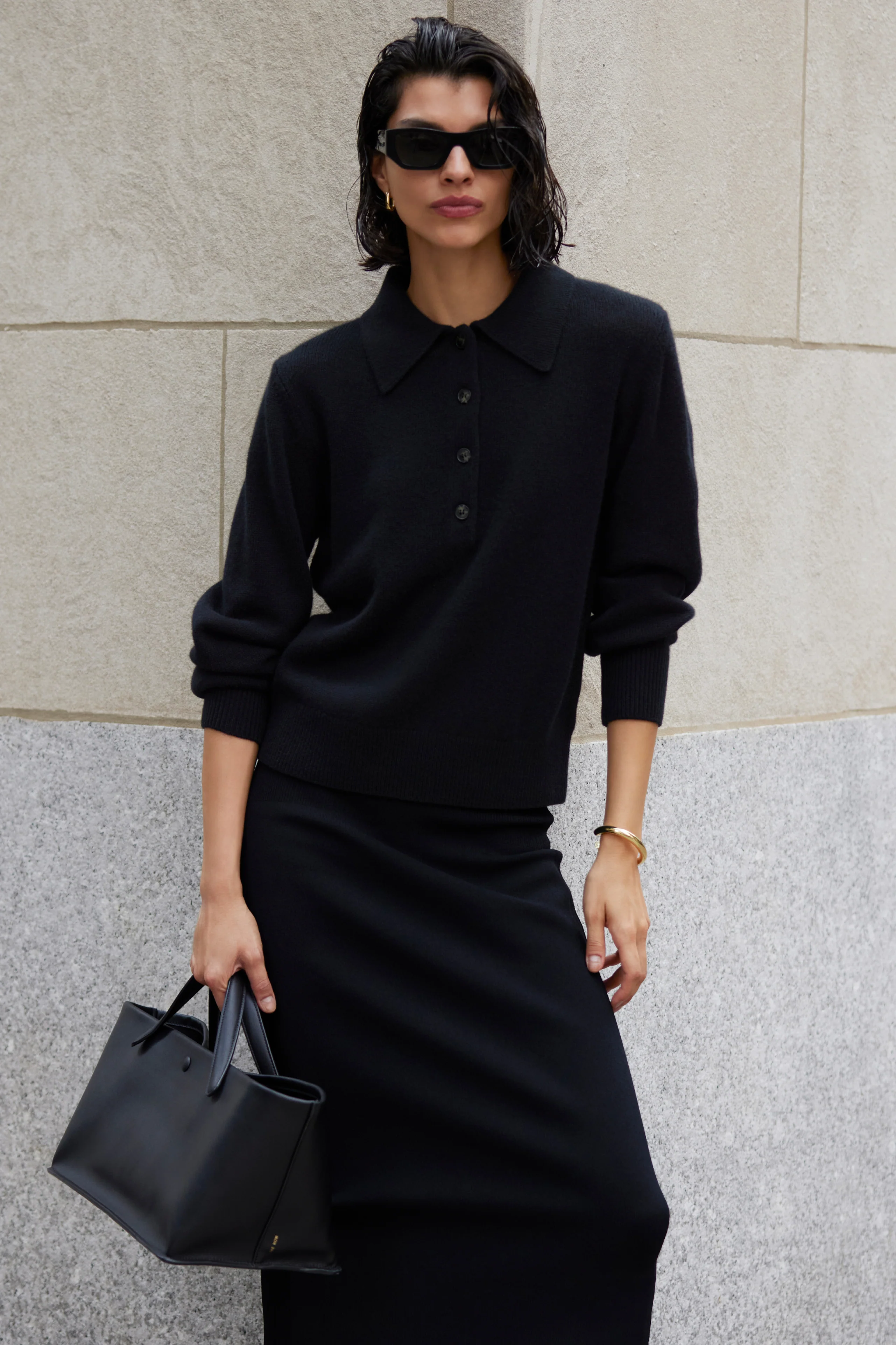 The Cashmere Polo in Black - Image 4
