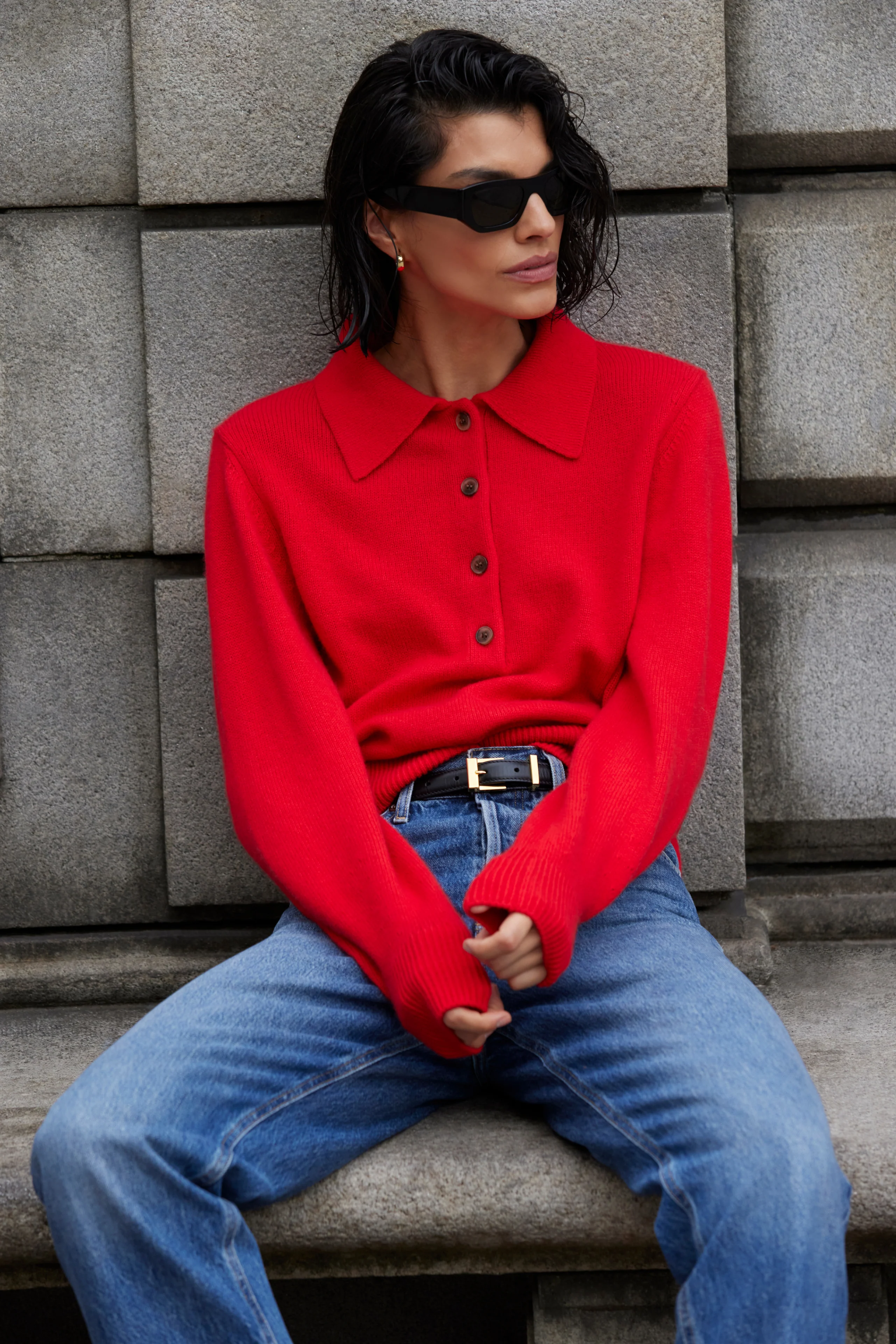 The Cashmere Polo in Cherry - Image 3