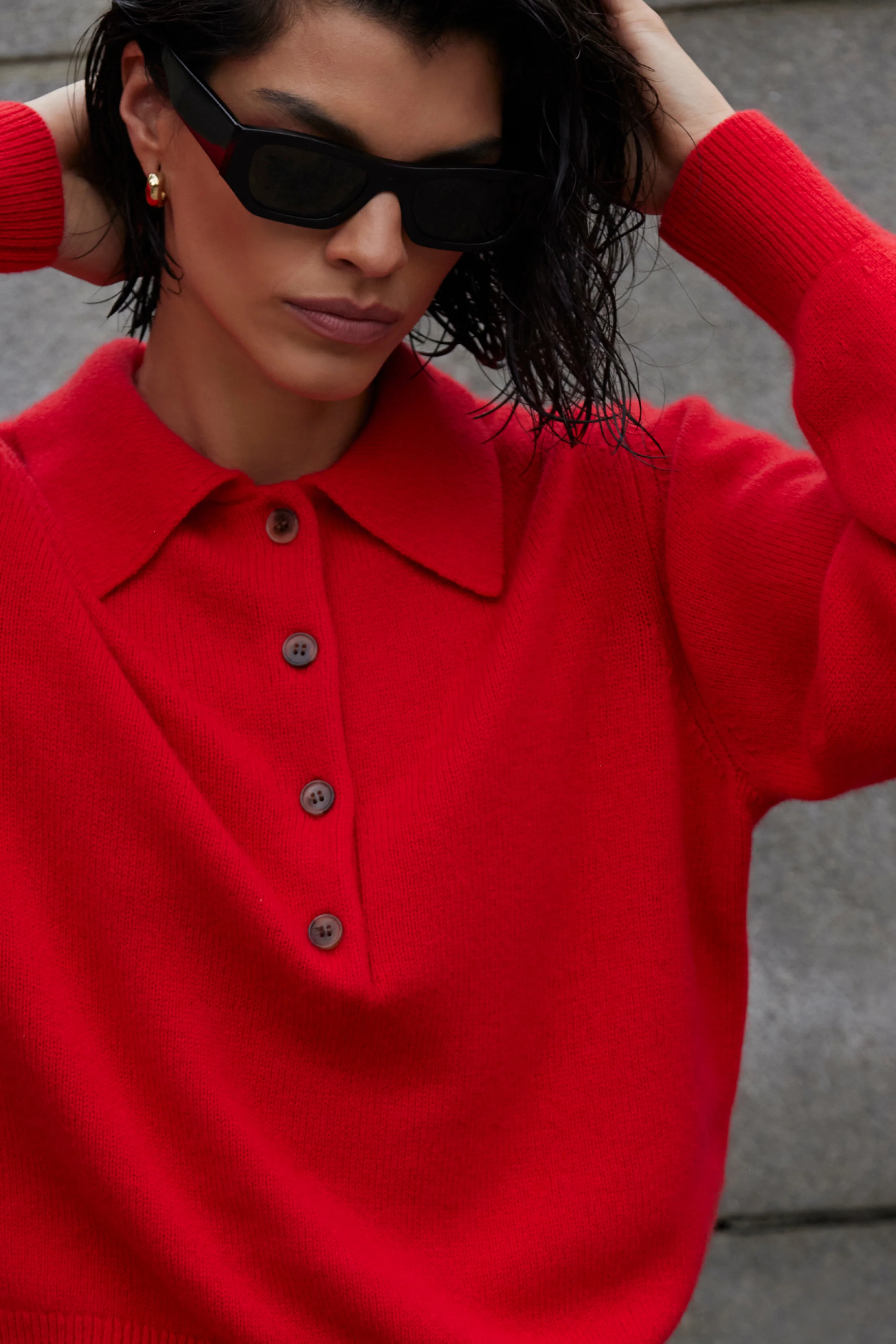 The Cashmere Polo in Cherry - Image 4