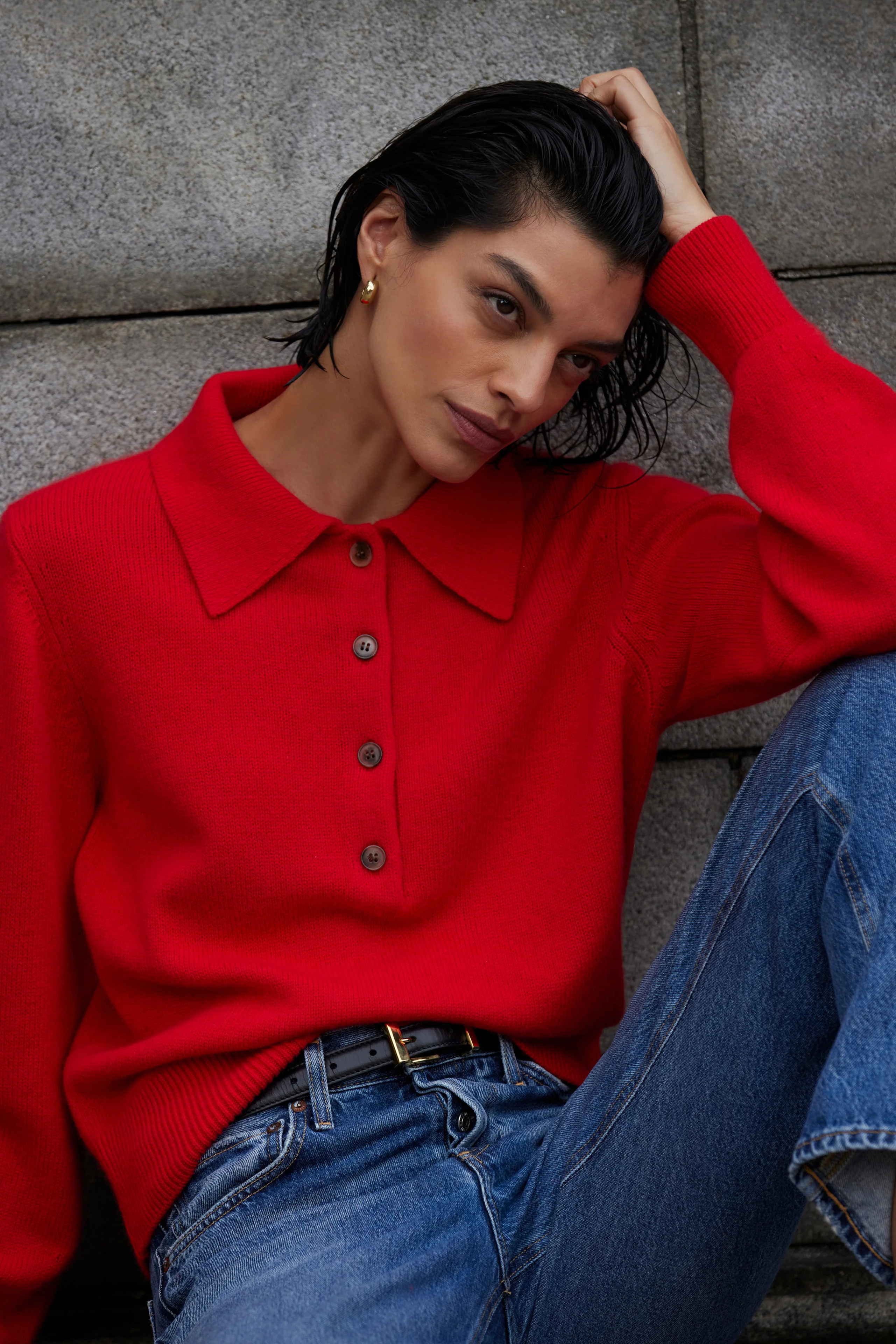 The Cashmere Polo in Cherry - Image 5