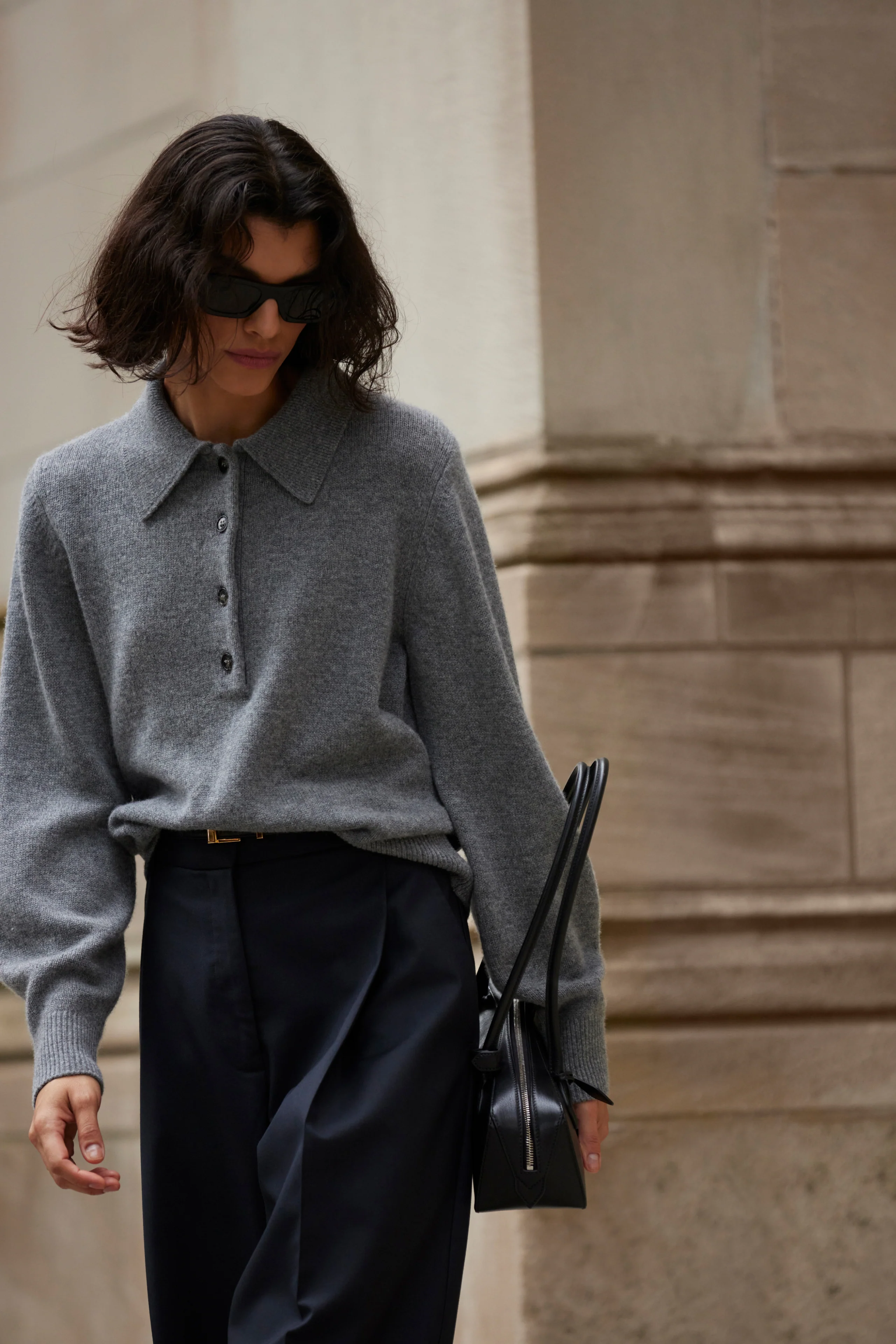 The Cashmere Polo in Heather Grey - Image 3