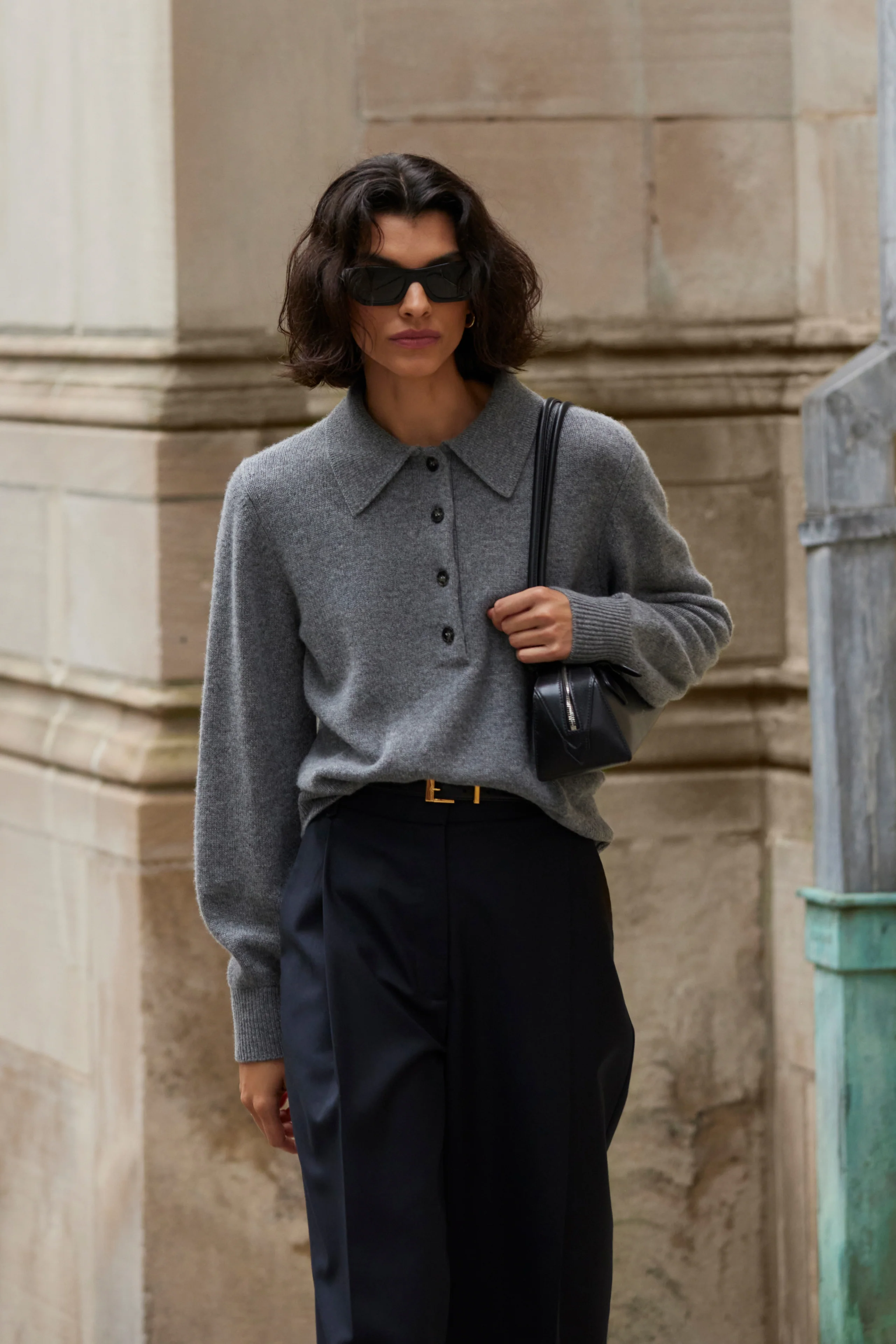 The Cashmere Polo in Heather Grey - Image 5