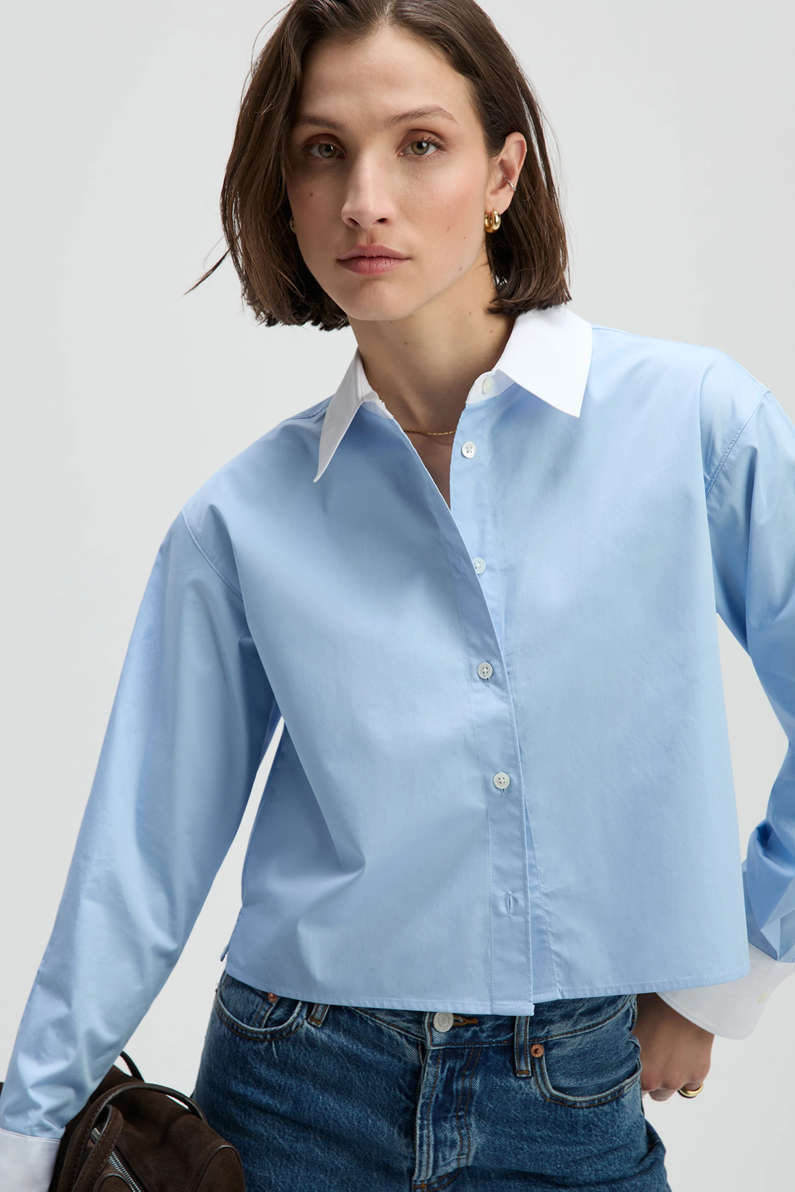 The Cropped Everything Shirt in French Blue - Image 6