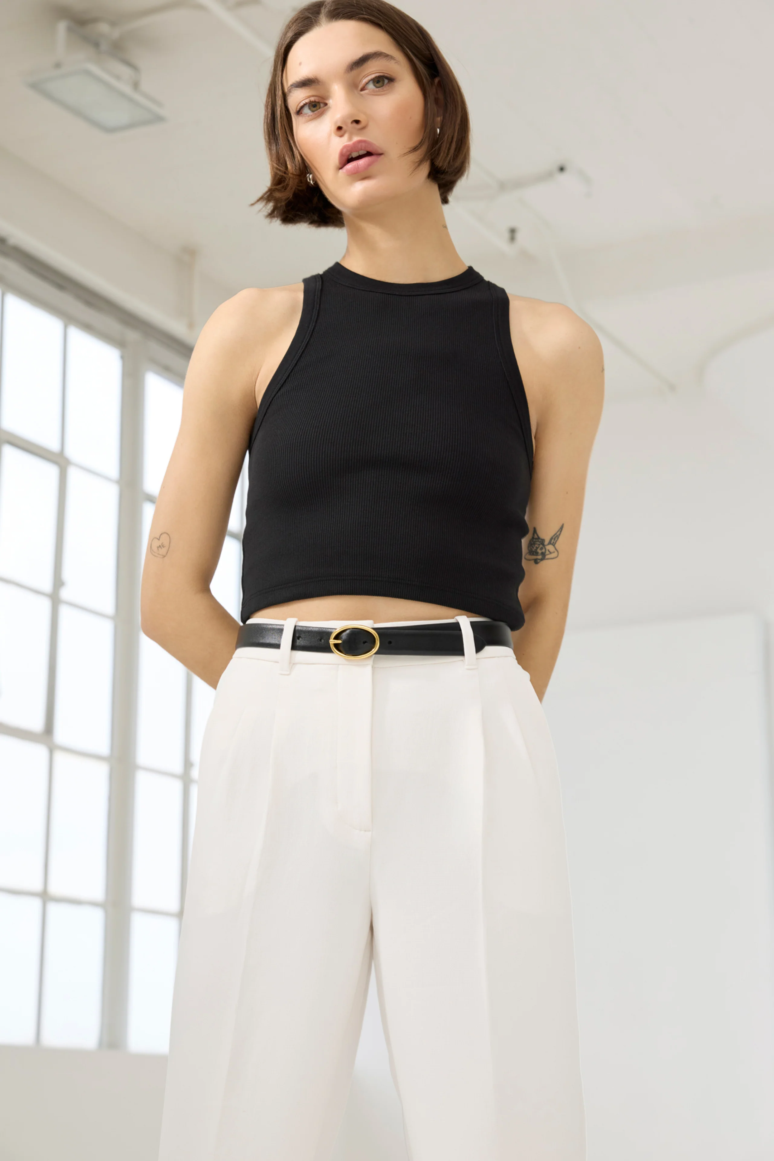 The Cropped Not So Basic Tank in Black - Image 5