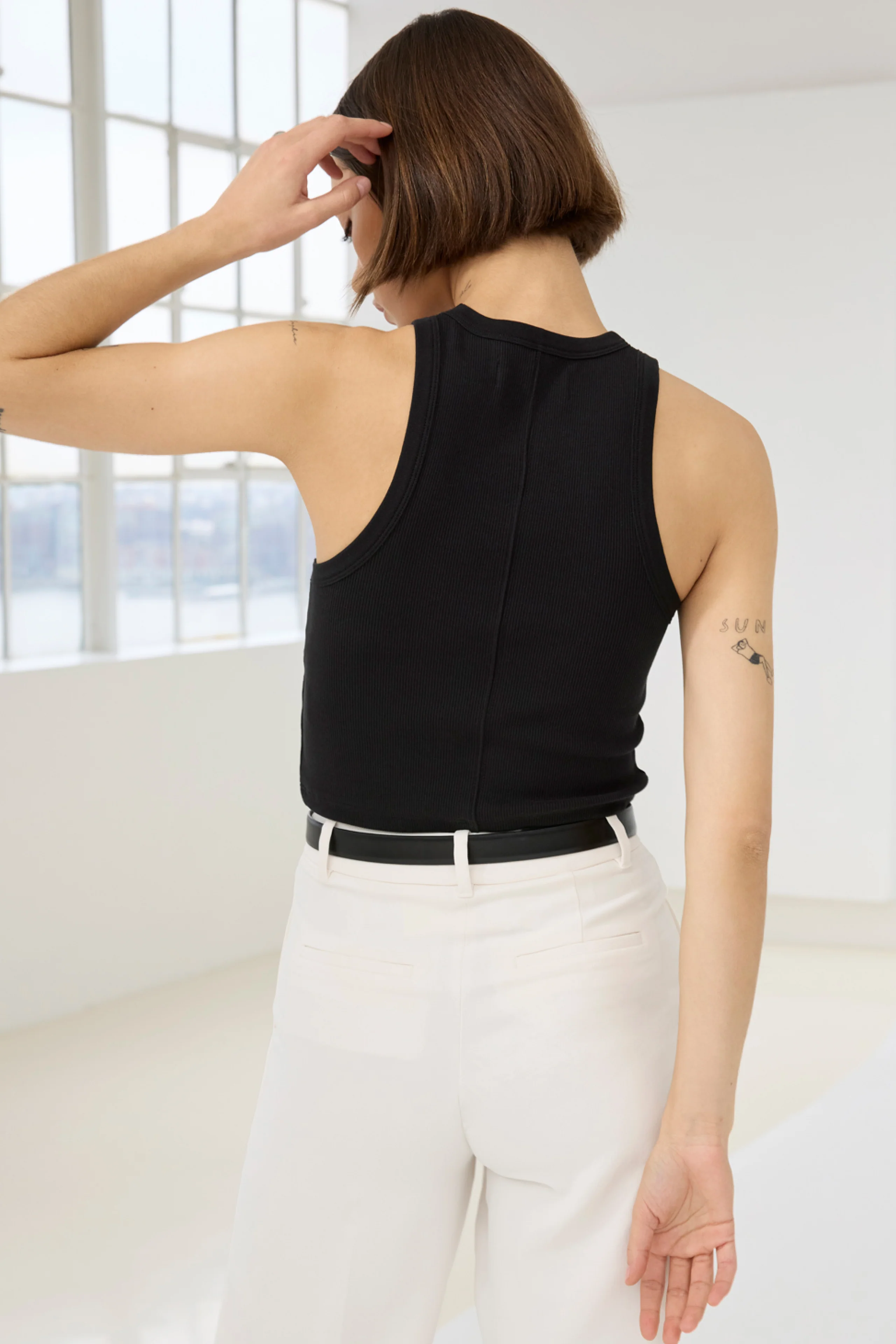The Cropped Not So Basic Tank in Black - Image 6