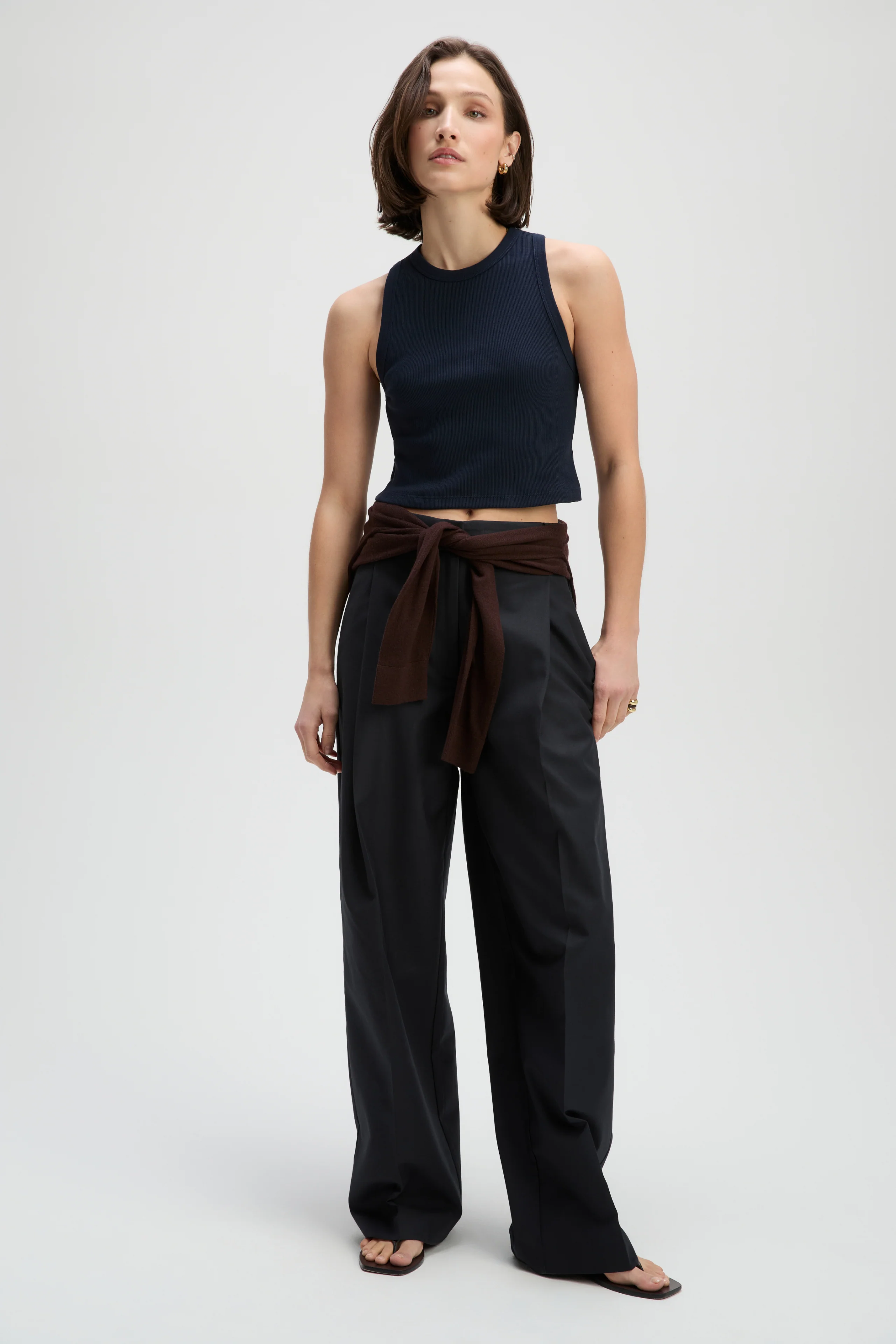 The Cropped Not So Basic Tank in Navy - Image 2