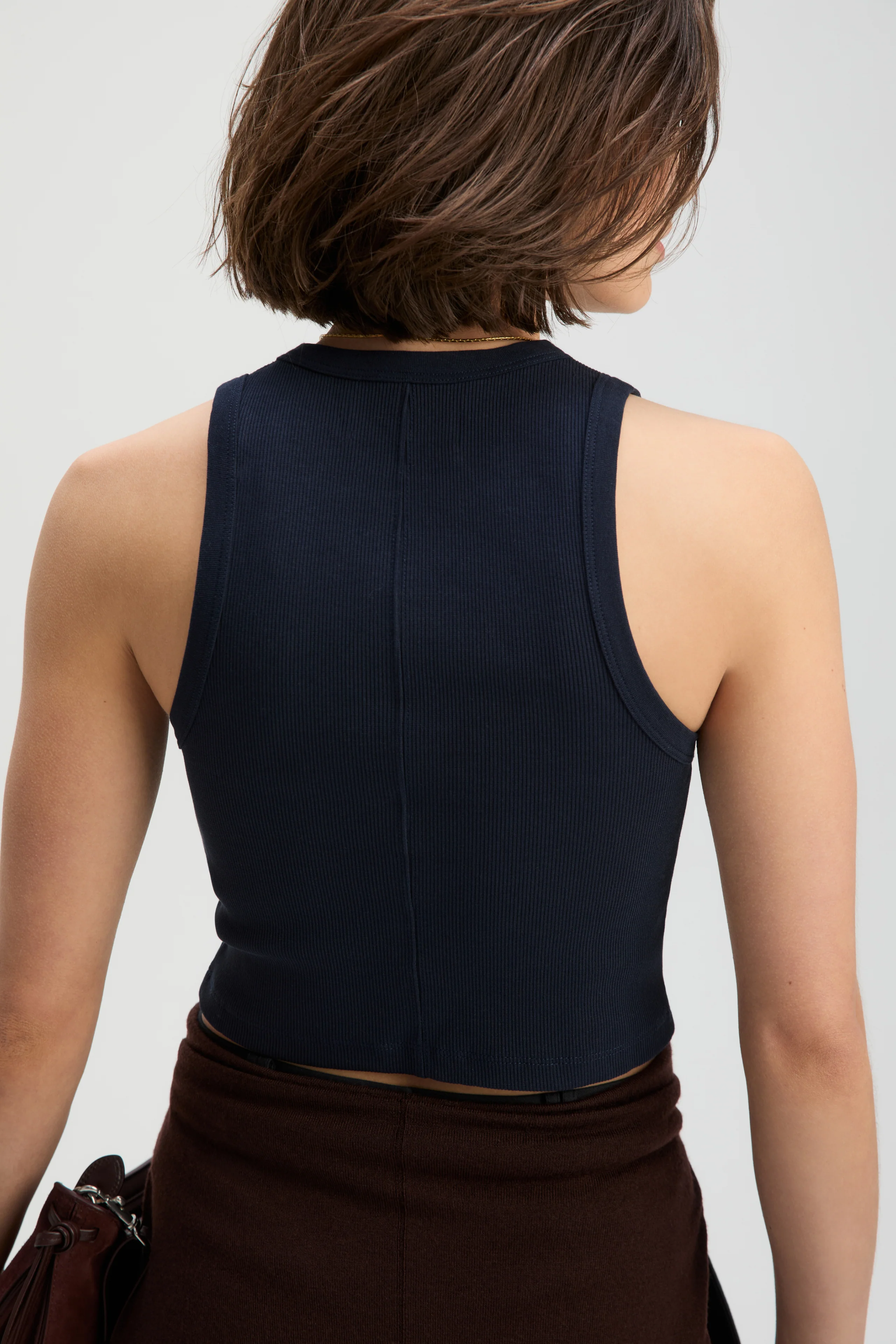 The Cropped Not So Basic Tank in Navy - Image 4