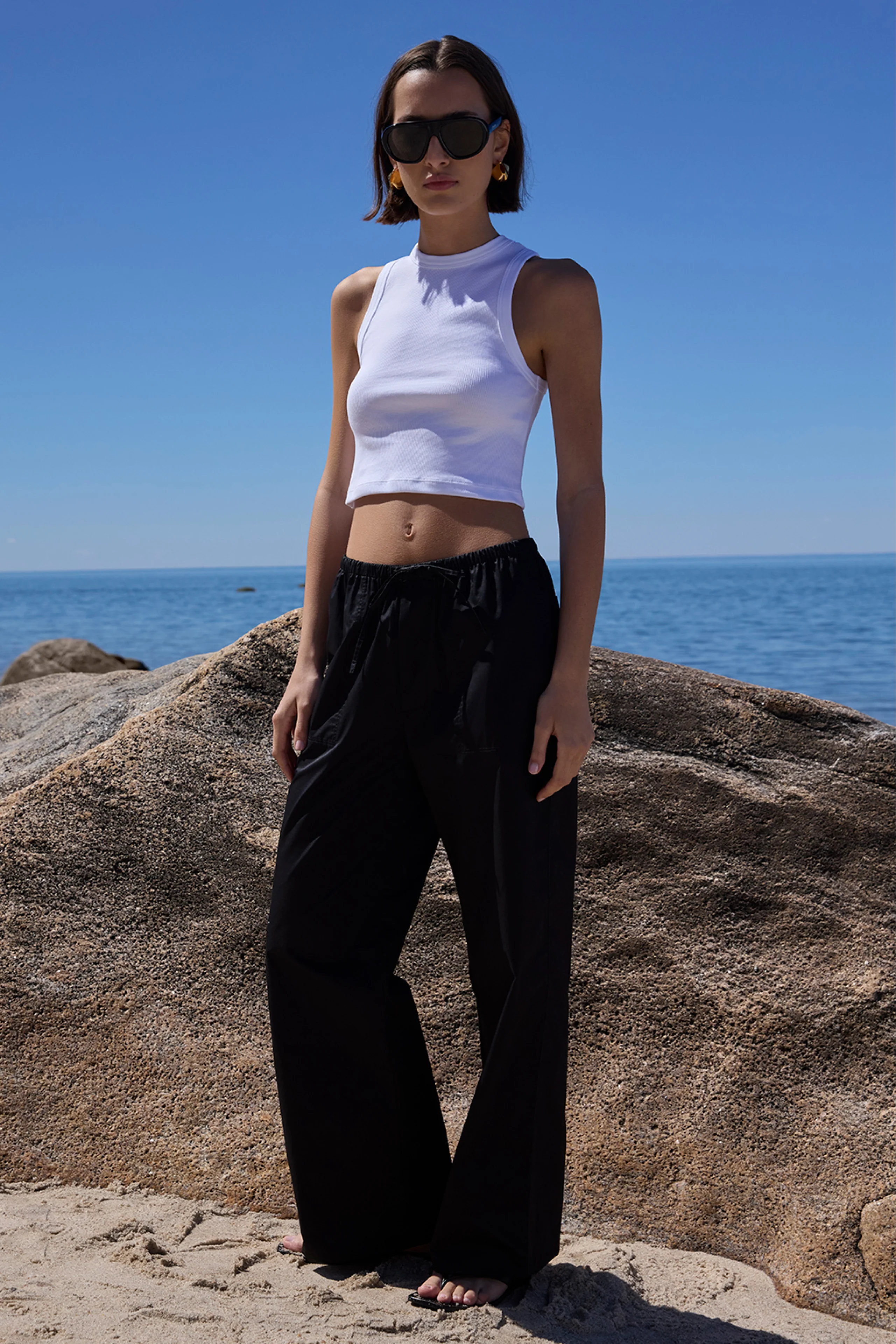 The Cropped Not So Basic Tank in White - Image 5