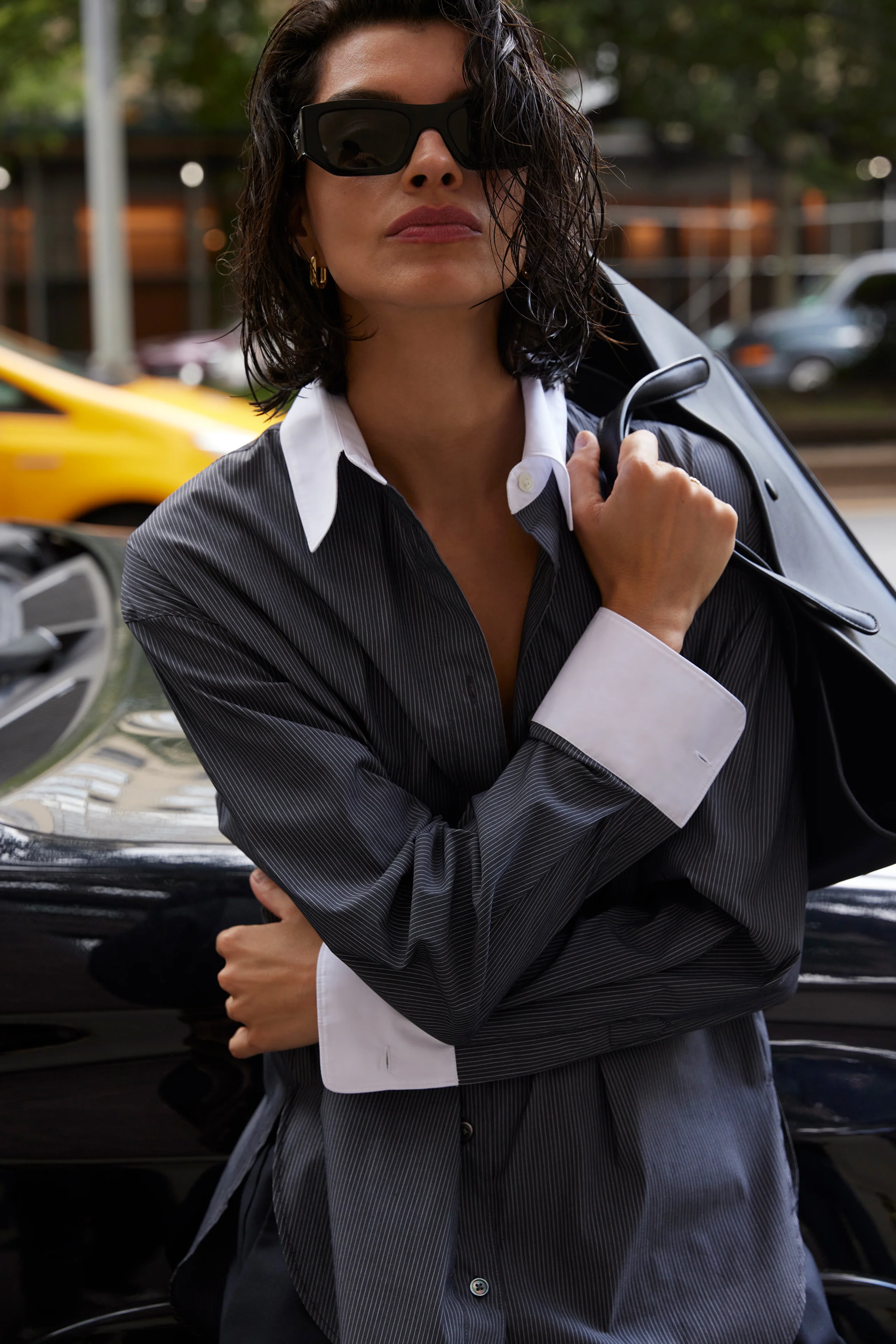The Everything Shirt in Charcoal Micro Stripe - Image 5