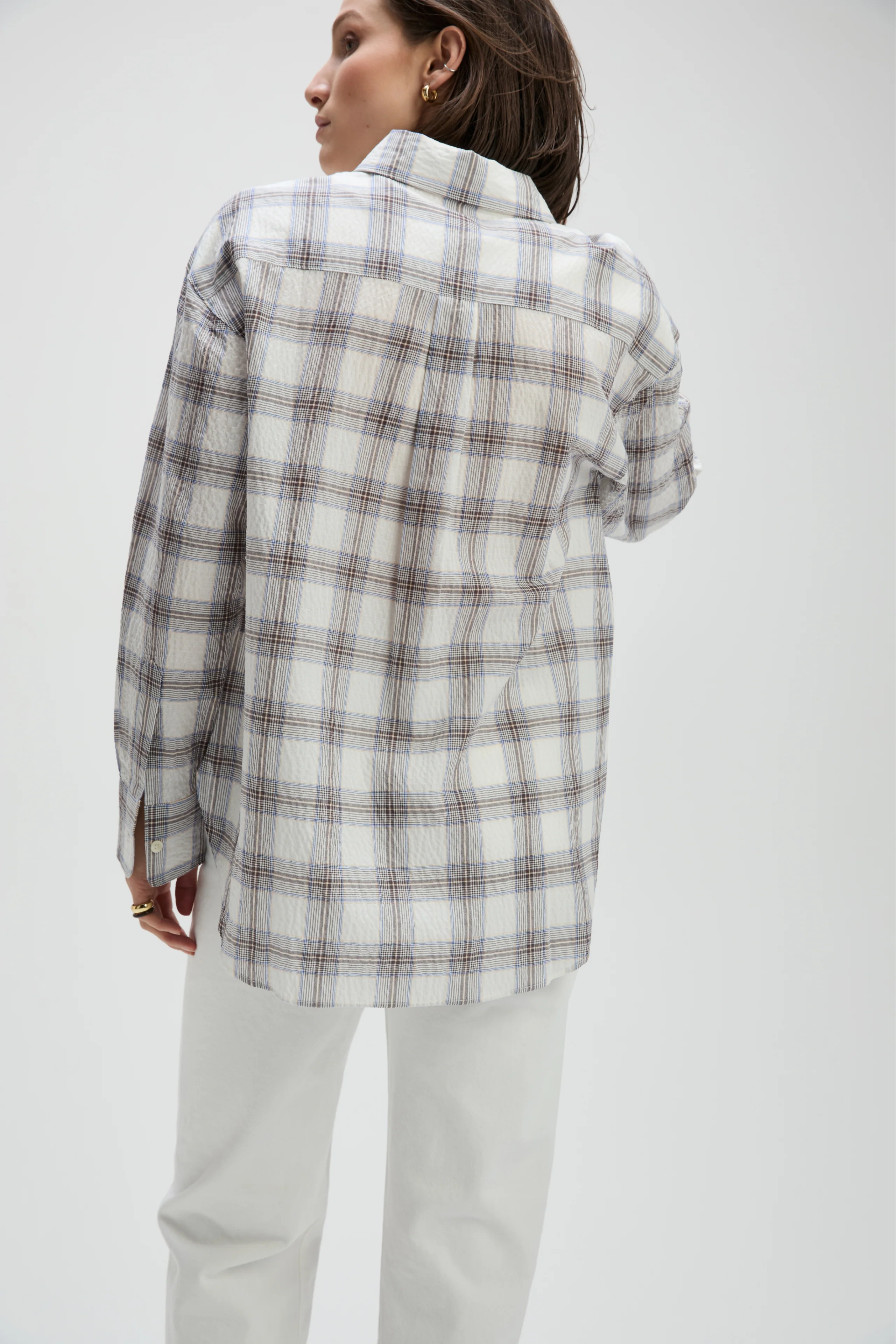 The Everything Shirt in Cream Plaid - Image 5