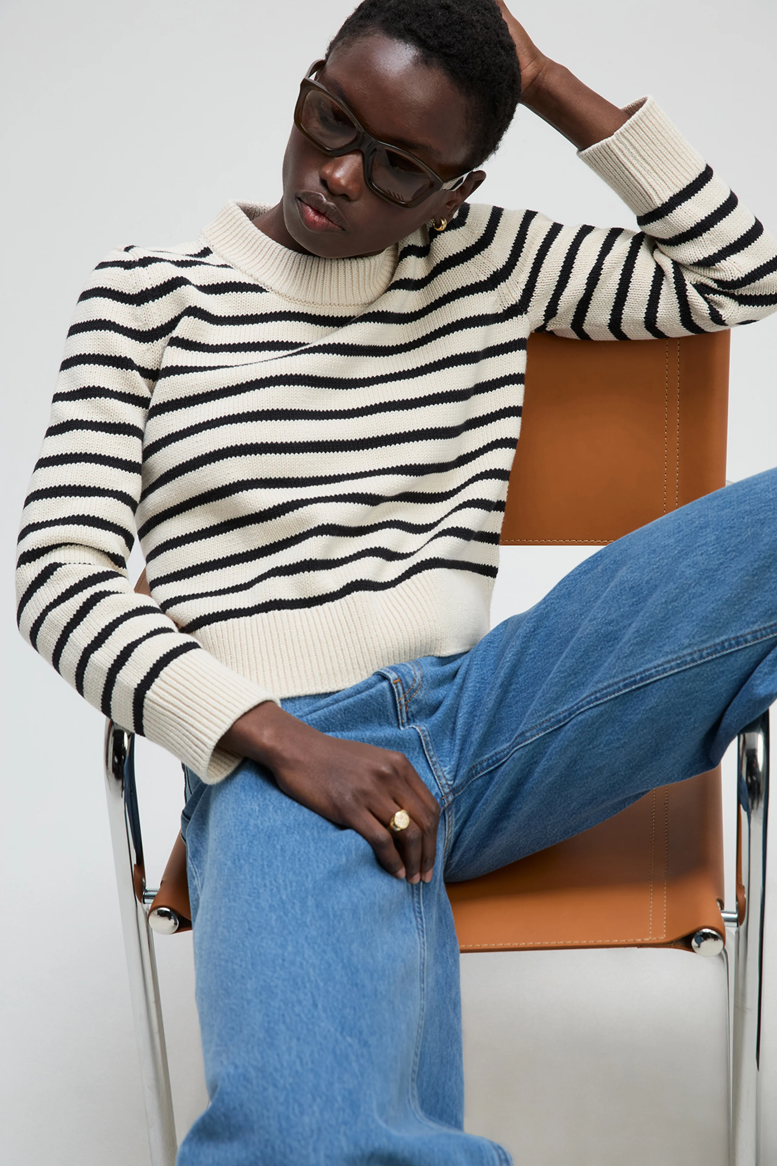 The Favorite Crew in Black & Cream Stripe - Image 5