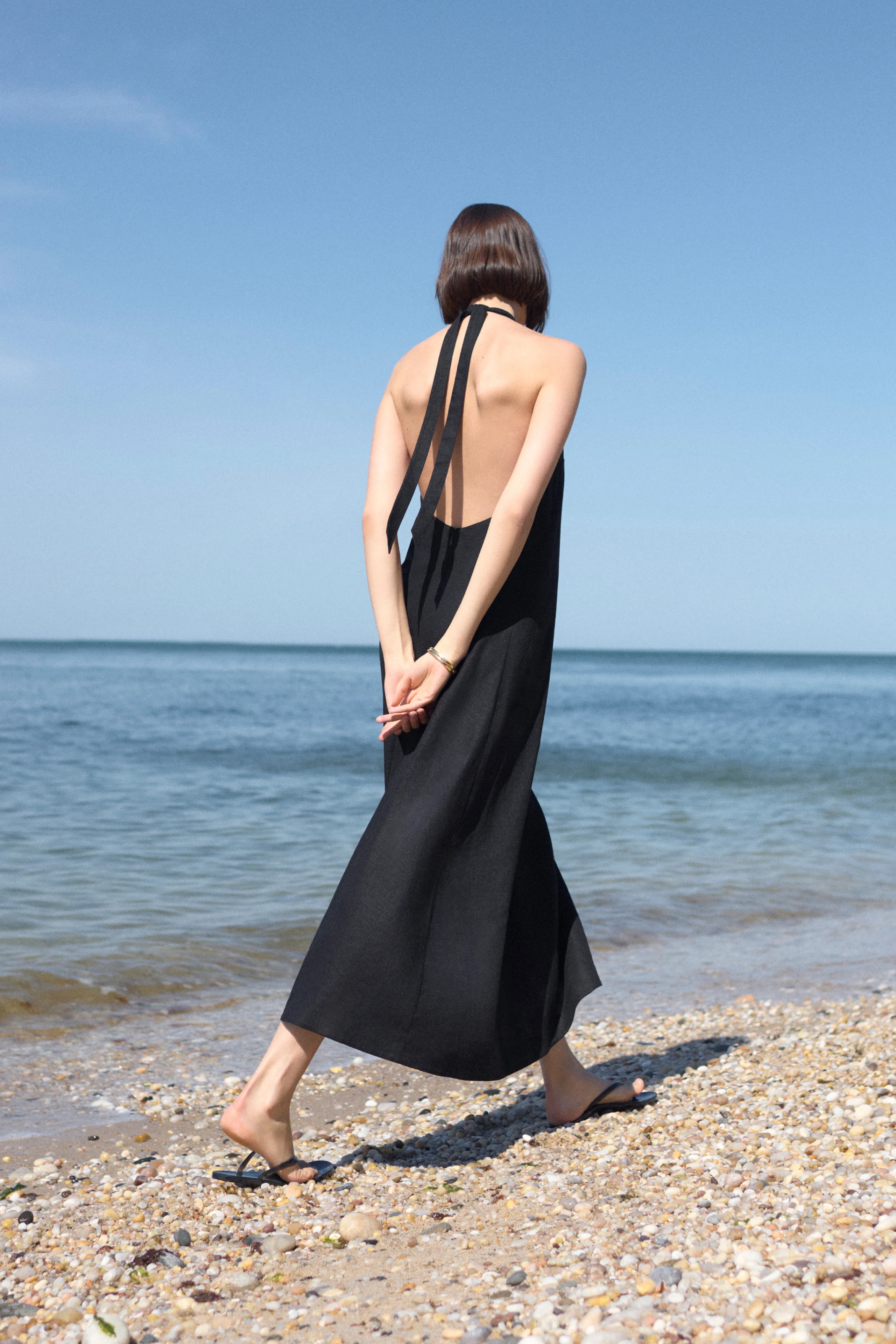 The Fête Linen Dress in Black - Image 3