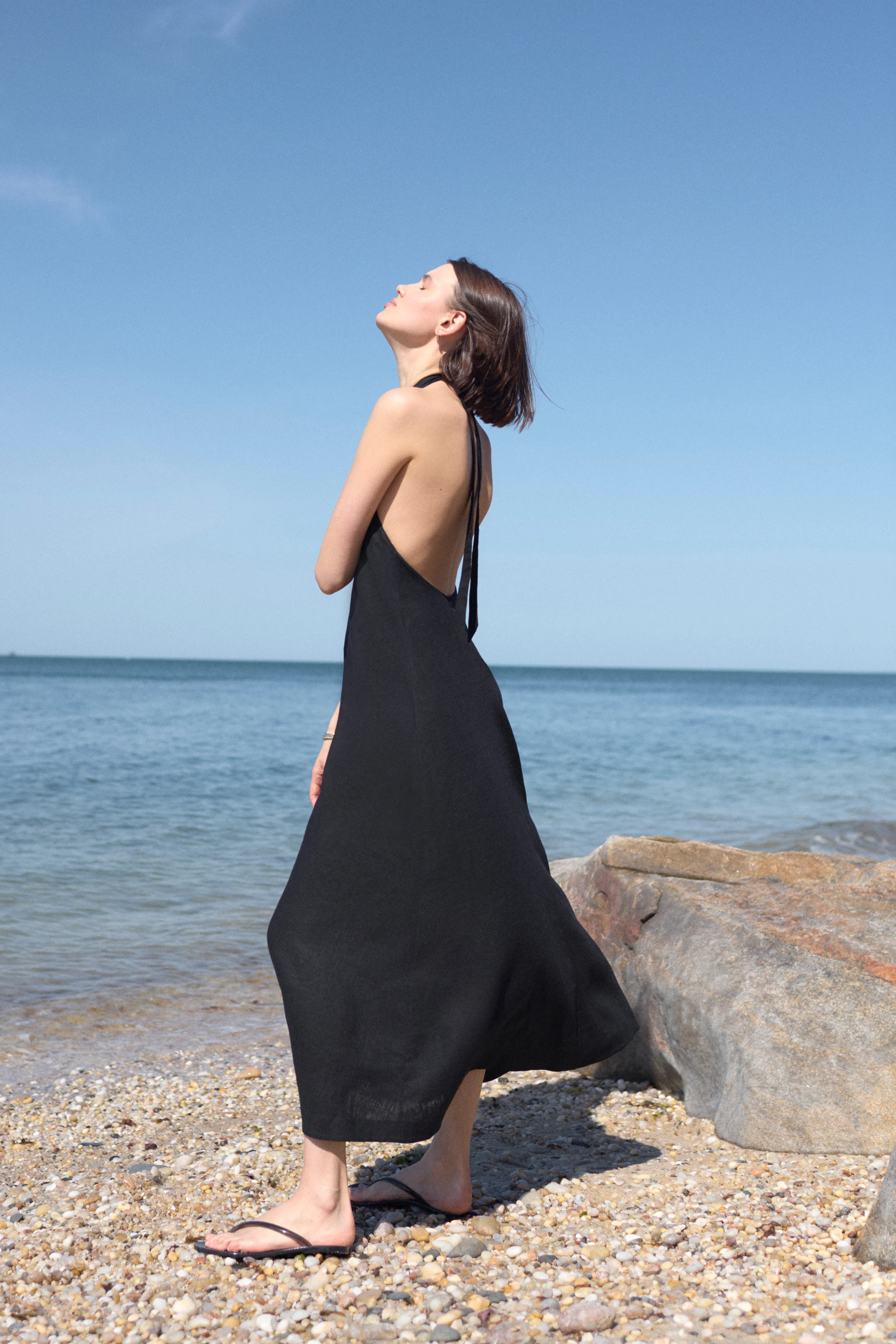 The Fête Linen Dress in Black - Image 6