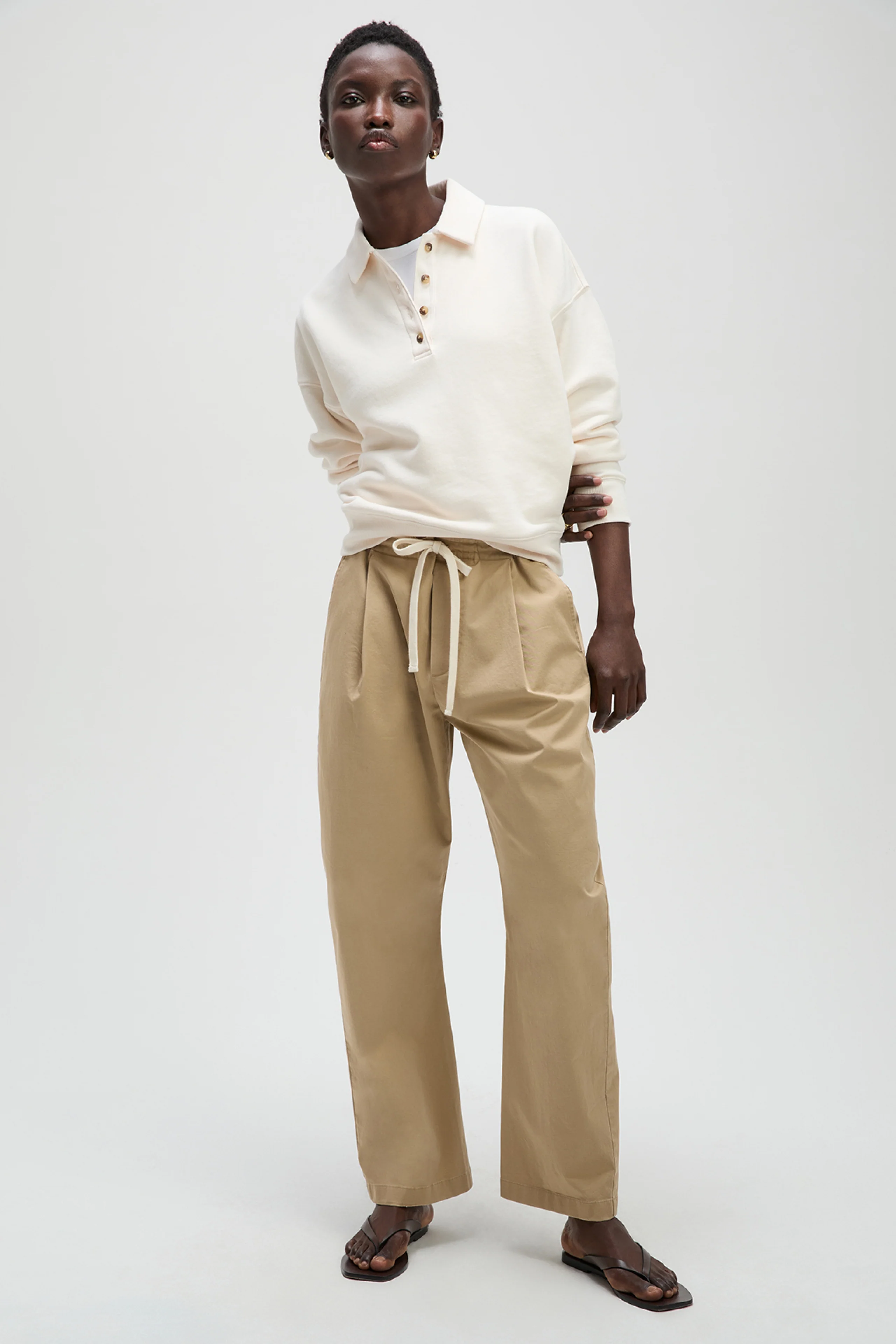 The French Terry Polo in Cream - Image 3