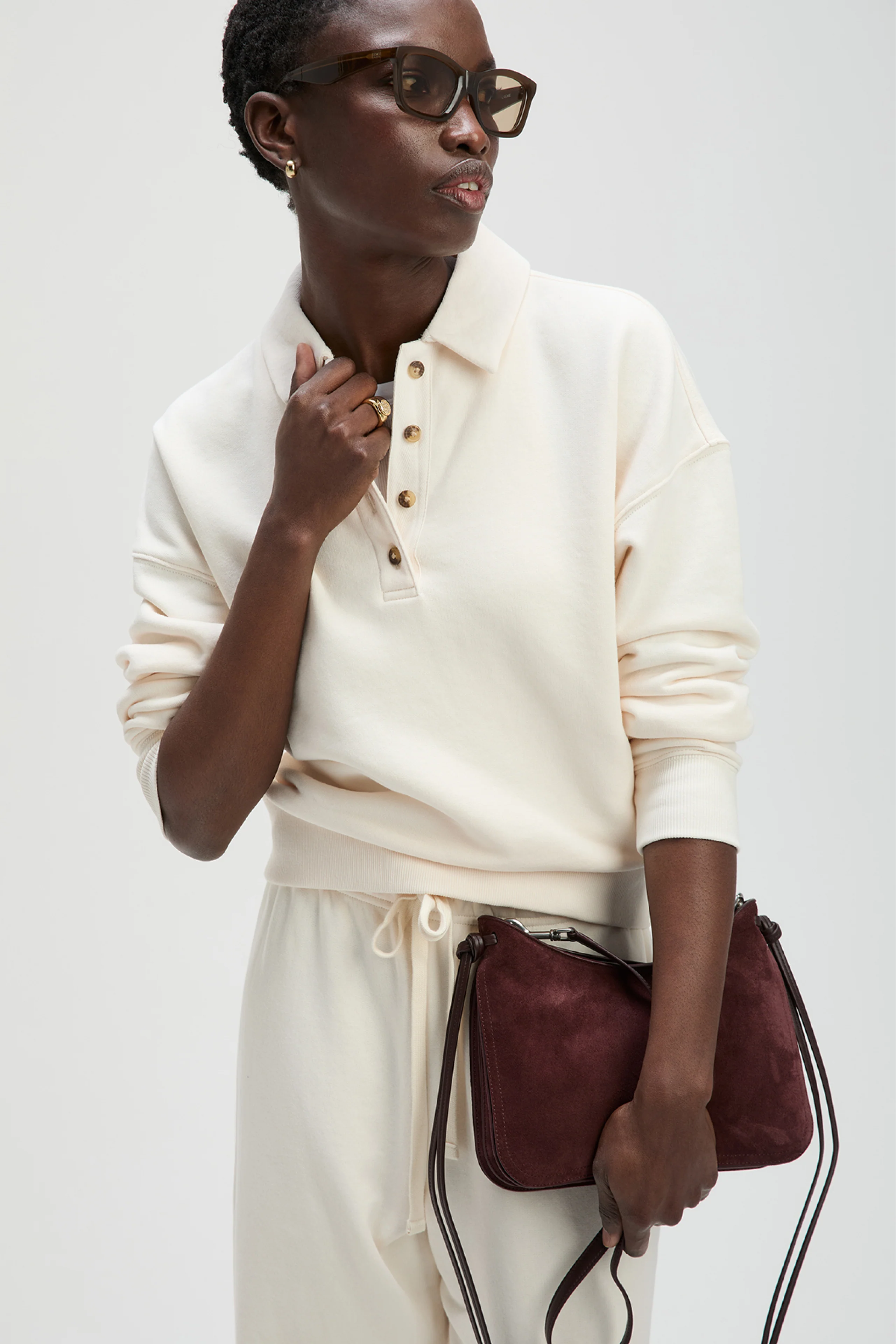 The French Terry Polo in Cream - Image 4