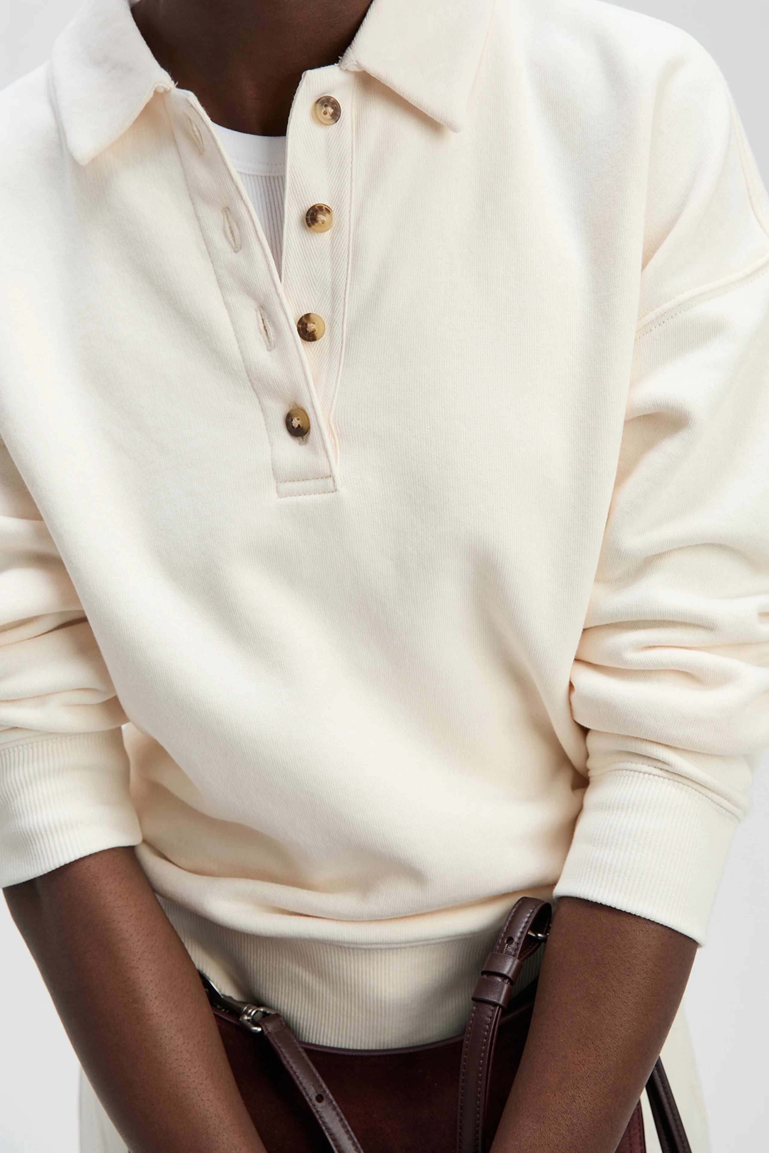 The French Terry Polo in Cream - Image 5