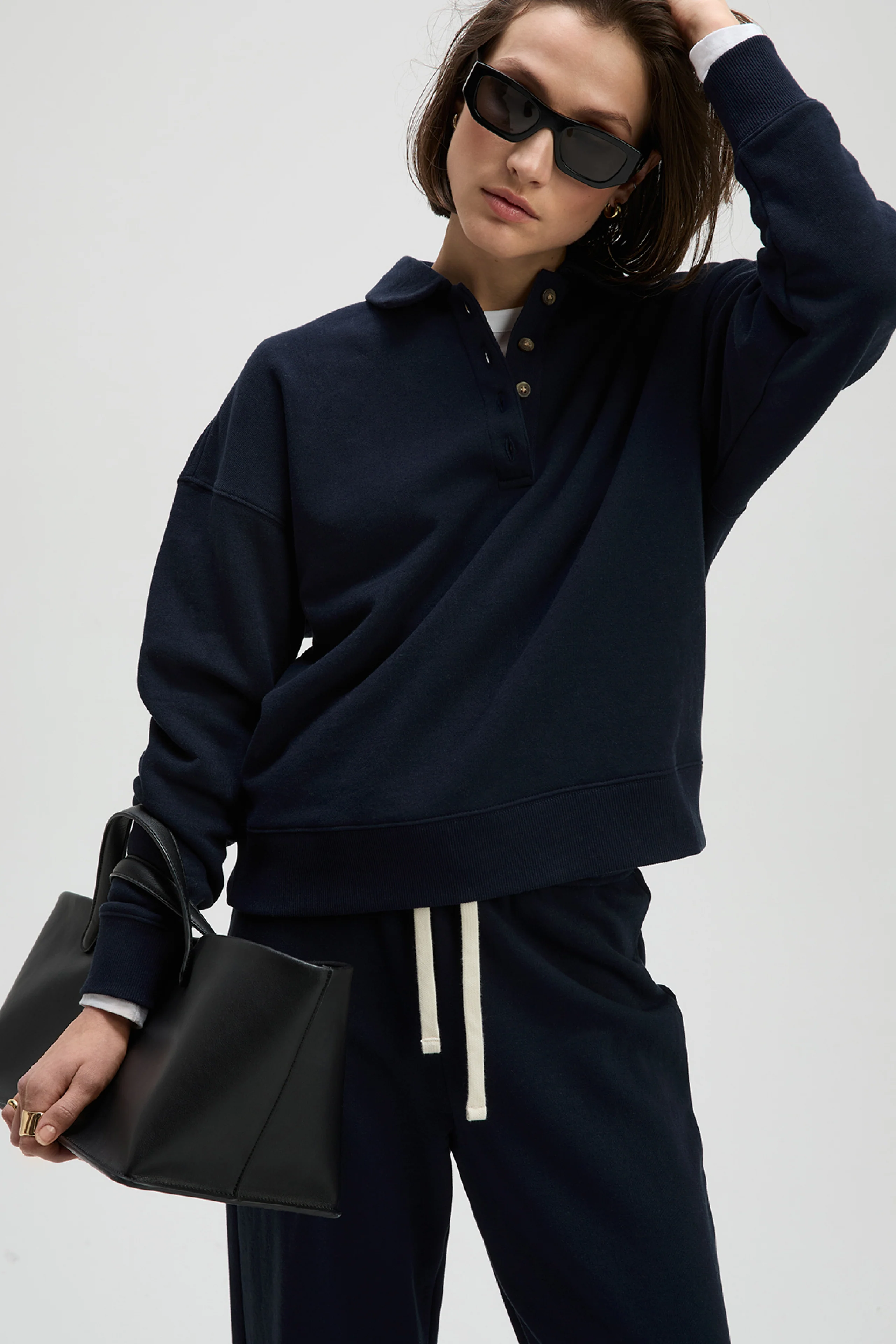 The French Terry Polo in Navy - Image 5