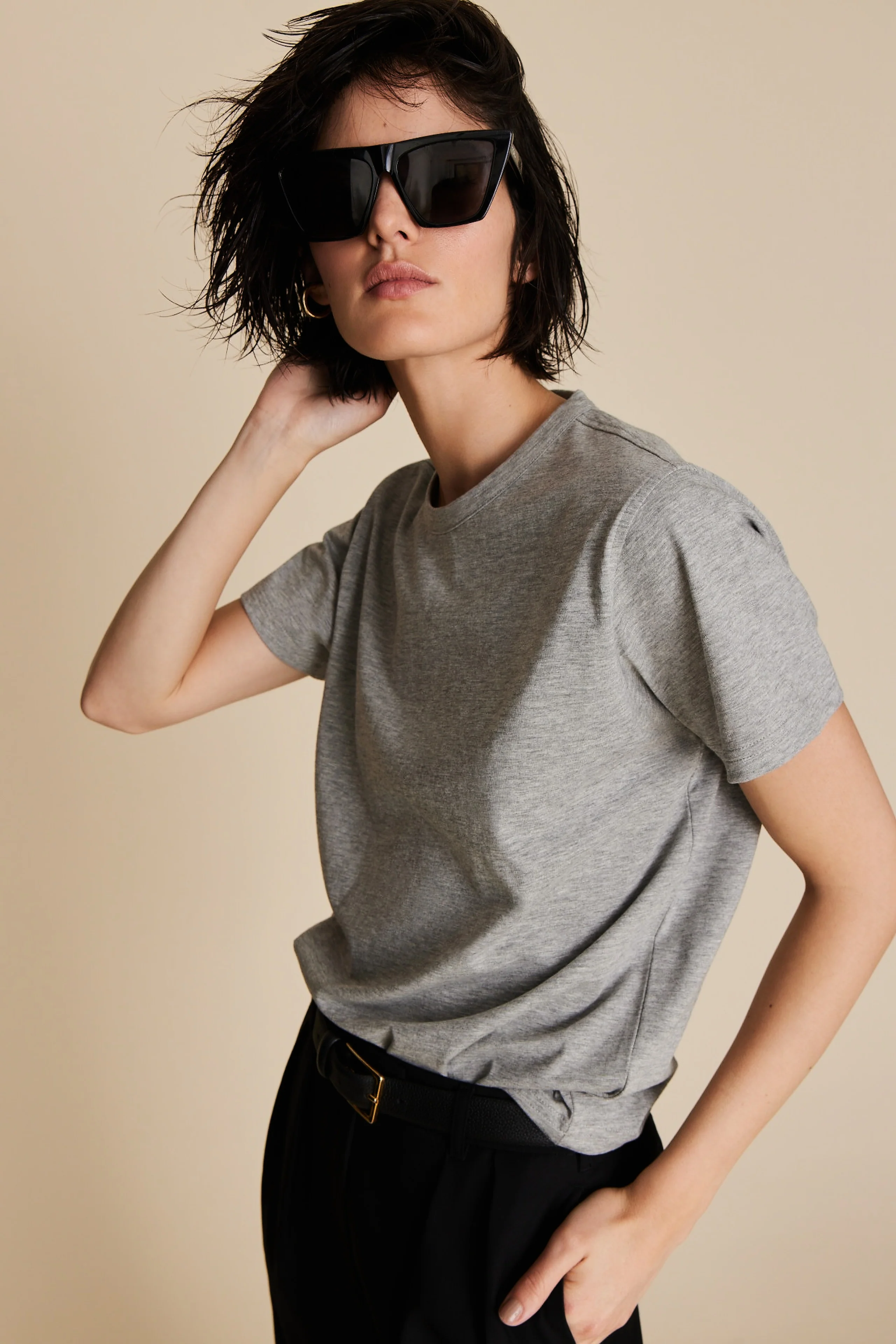 The Iconically Soft Perfect Tee in Heather Grey - Image 4