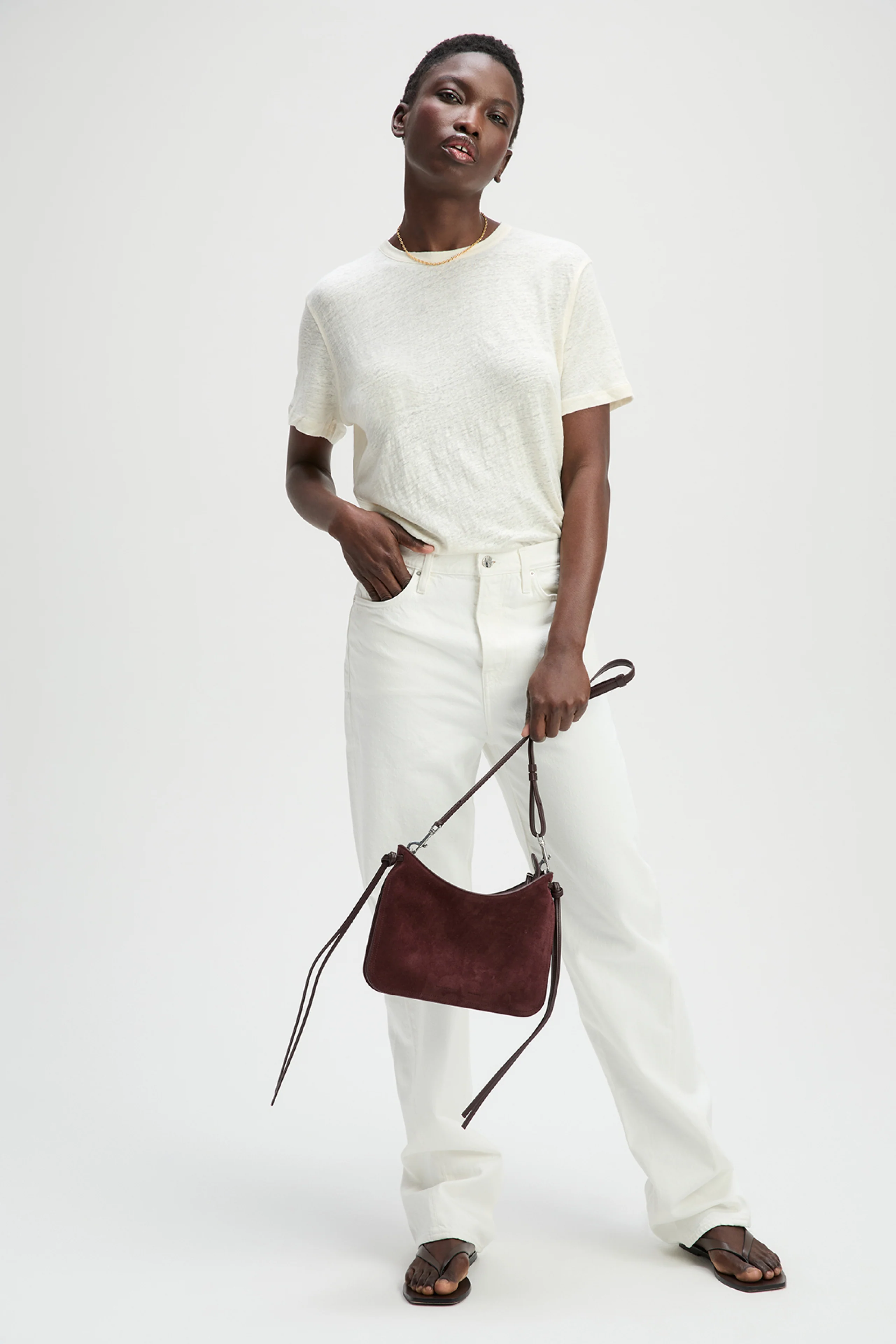 The Linen Perfect Tee In Cream - Image 3
