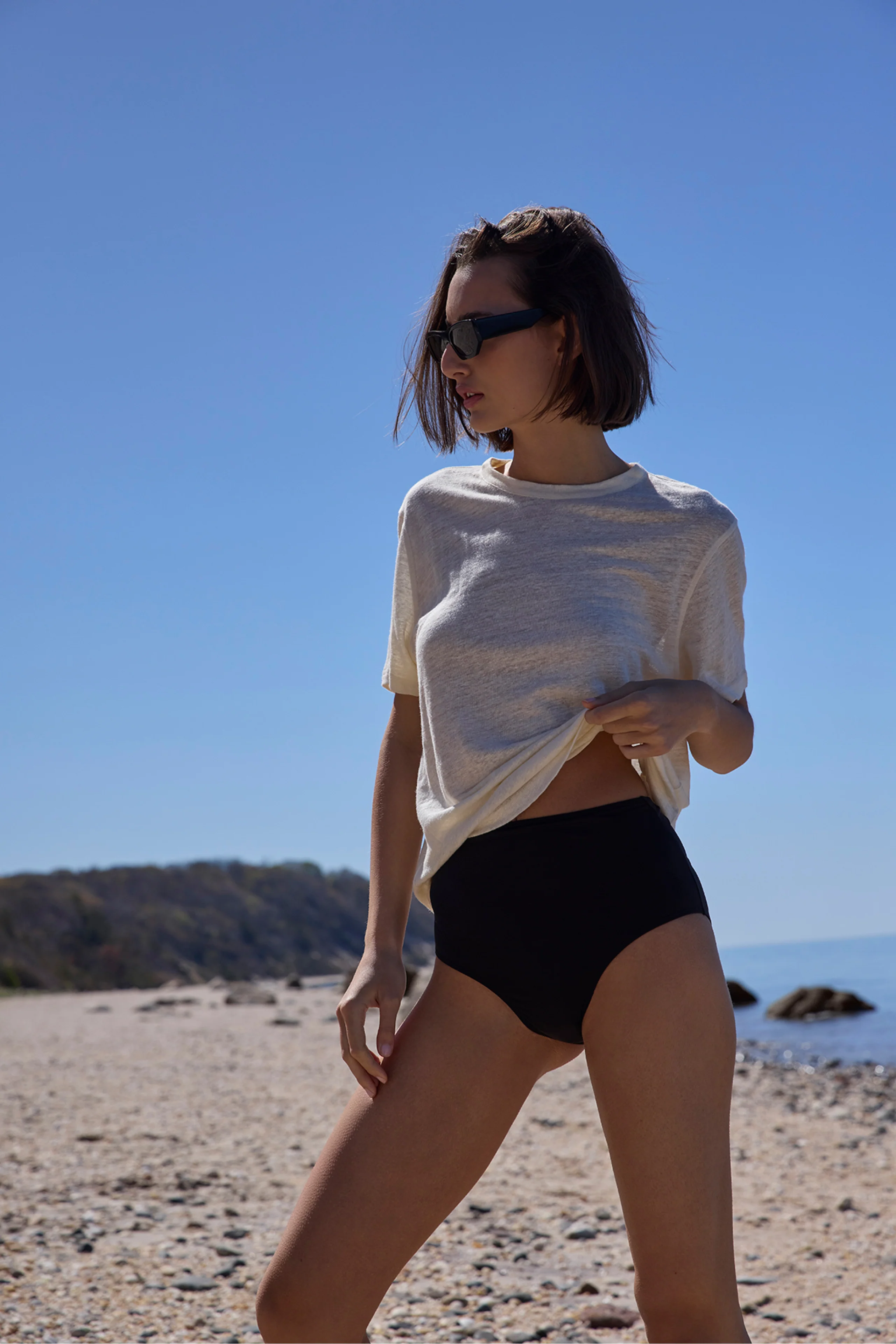 The Linen Perfect Tee In Cream - Image 4