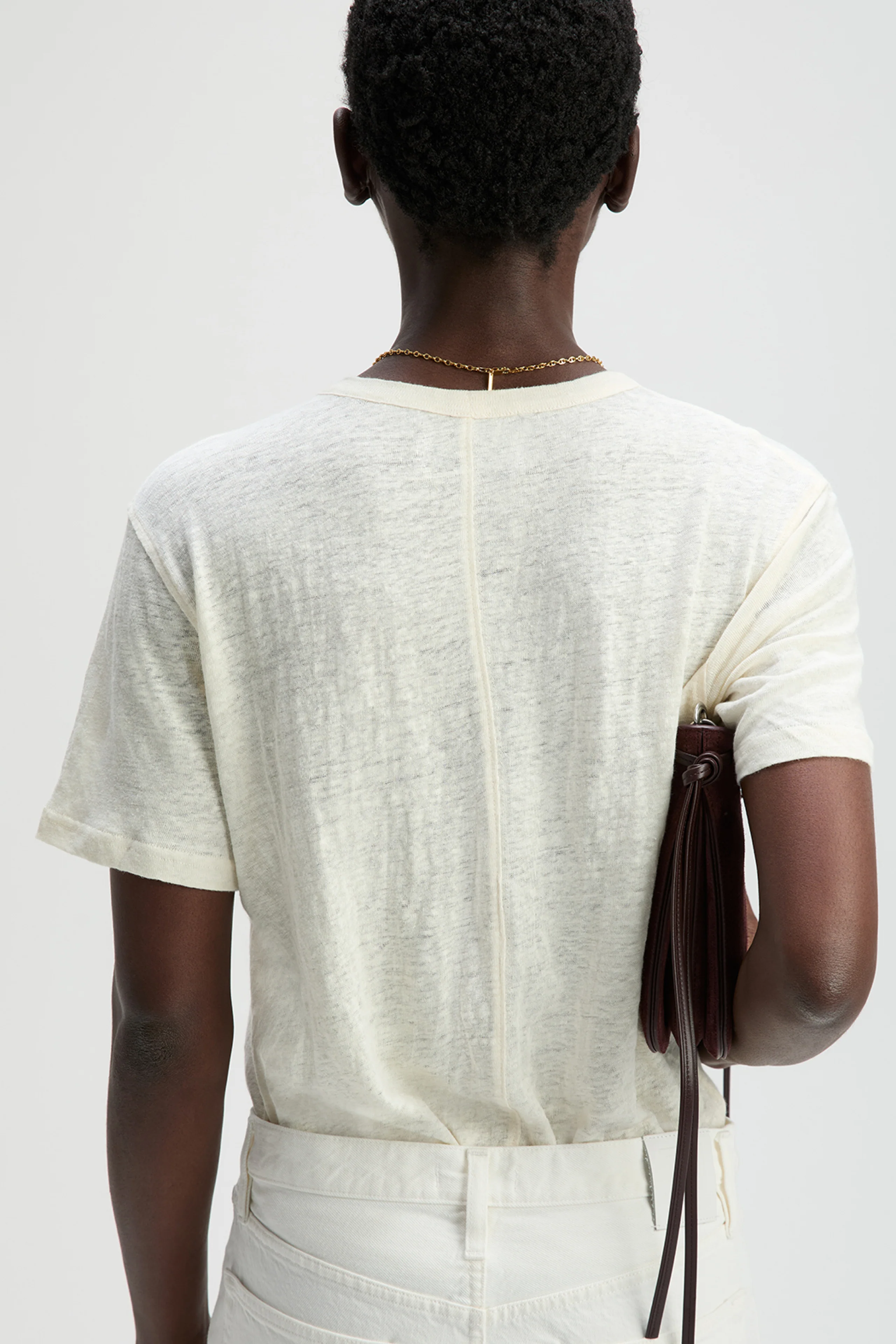 The Linen Perfect Tee In Cream - Image 6