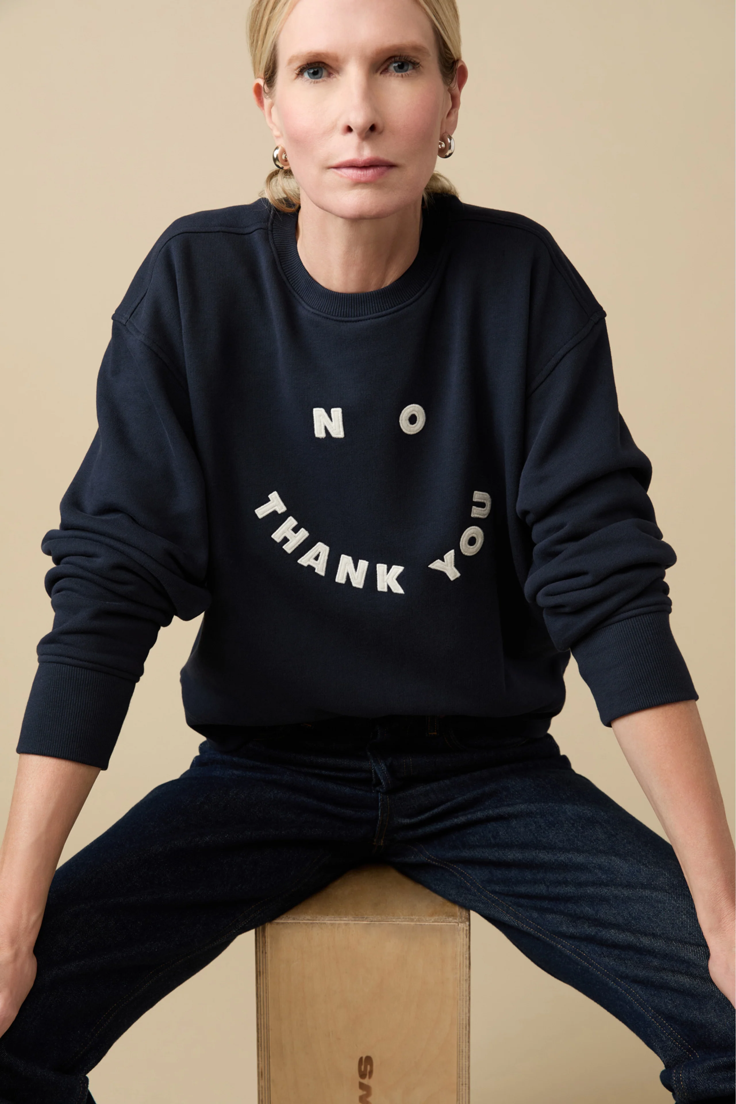 The No Thank You Sweatshirt in Navy - Image 4