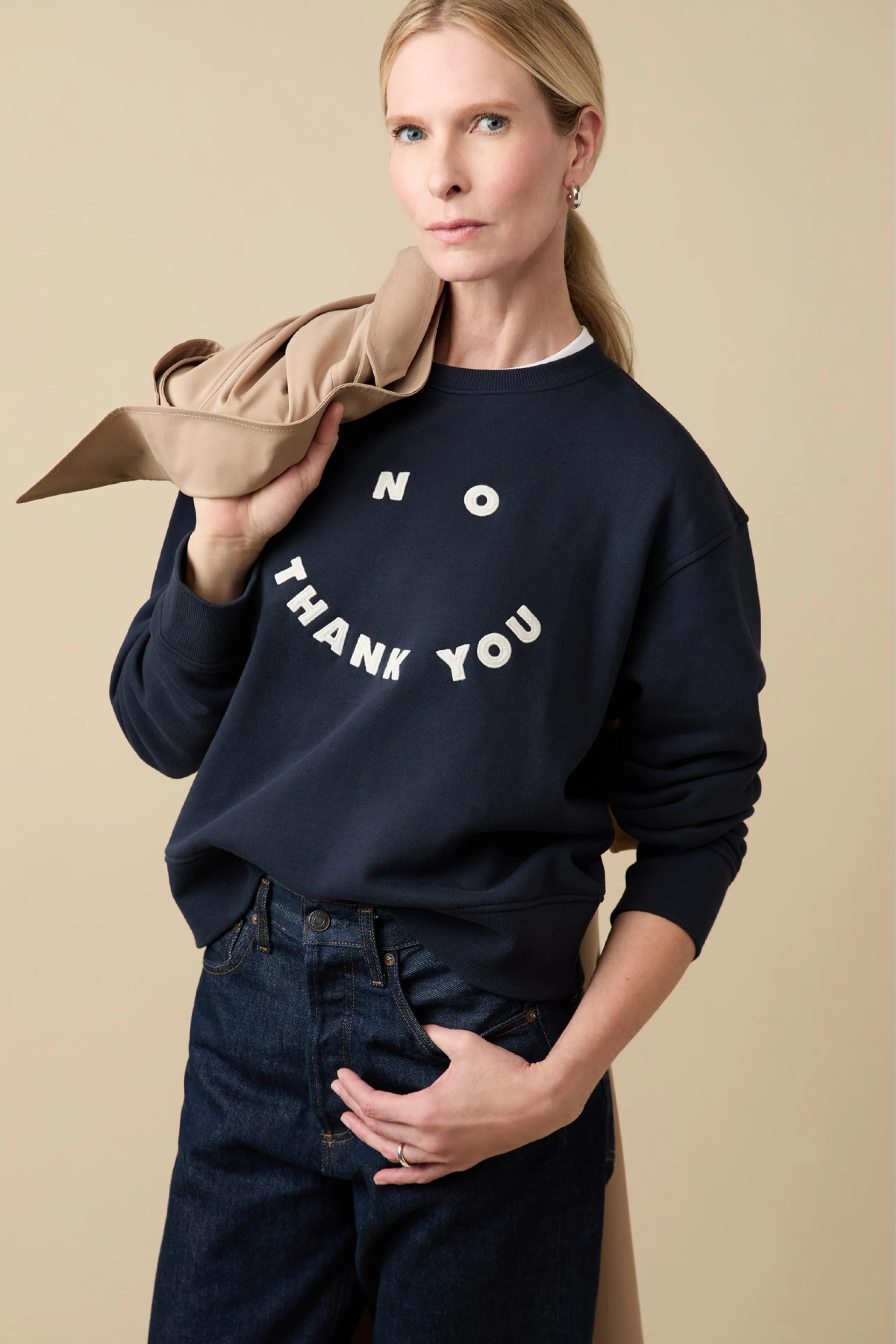 The No Thank You Sweatshirt in Navy - Image 5