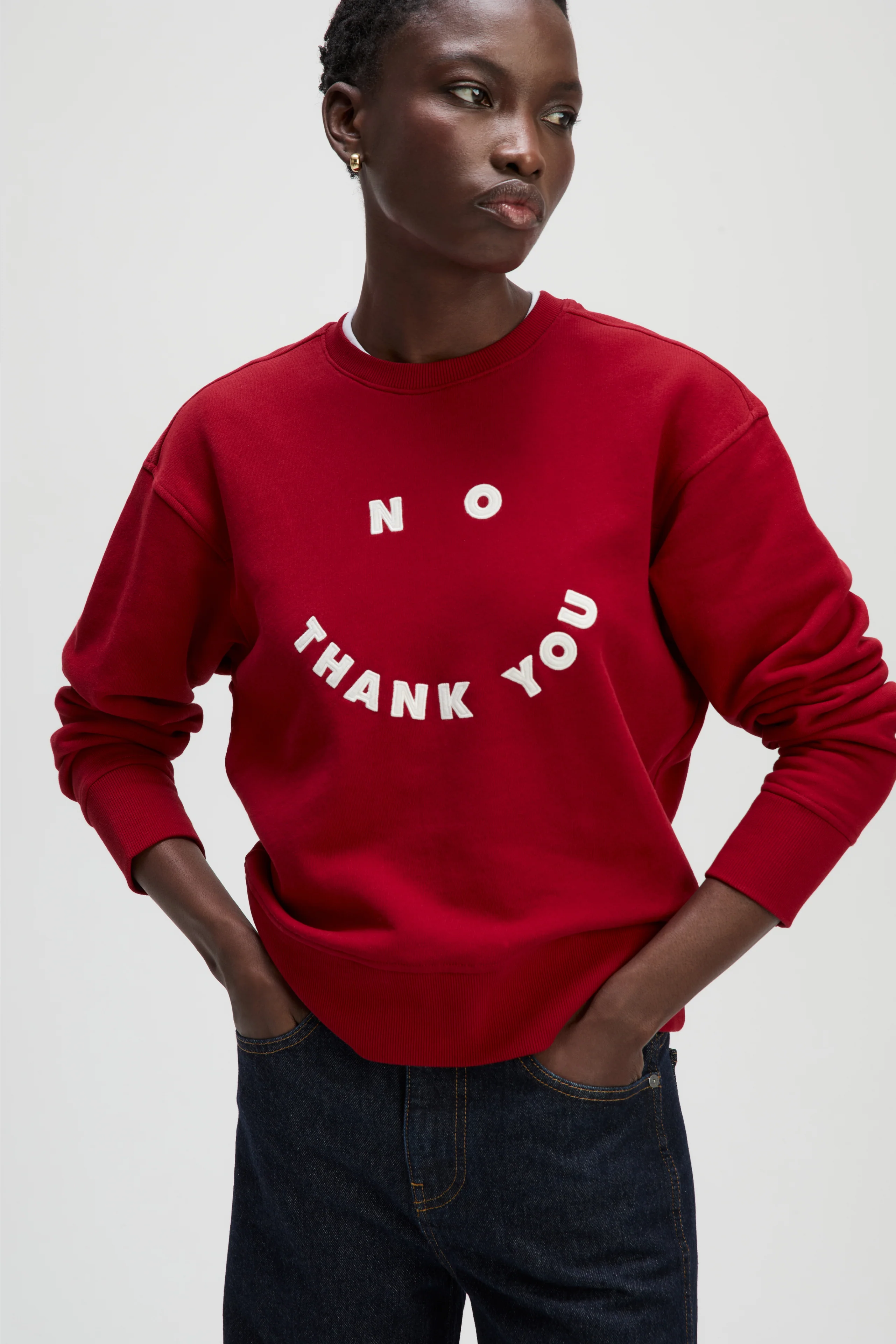 The No Thank You Sweatshirt in Ruby - Image 3