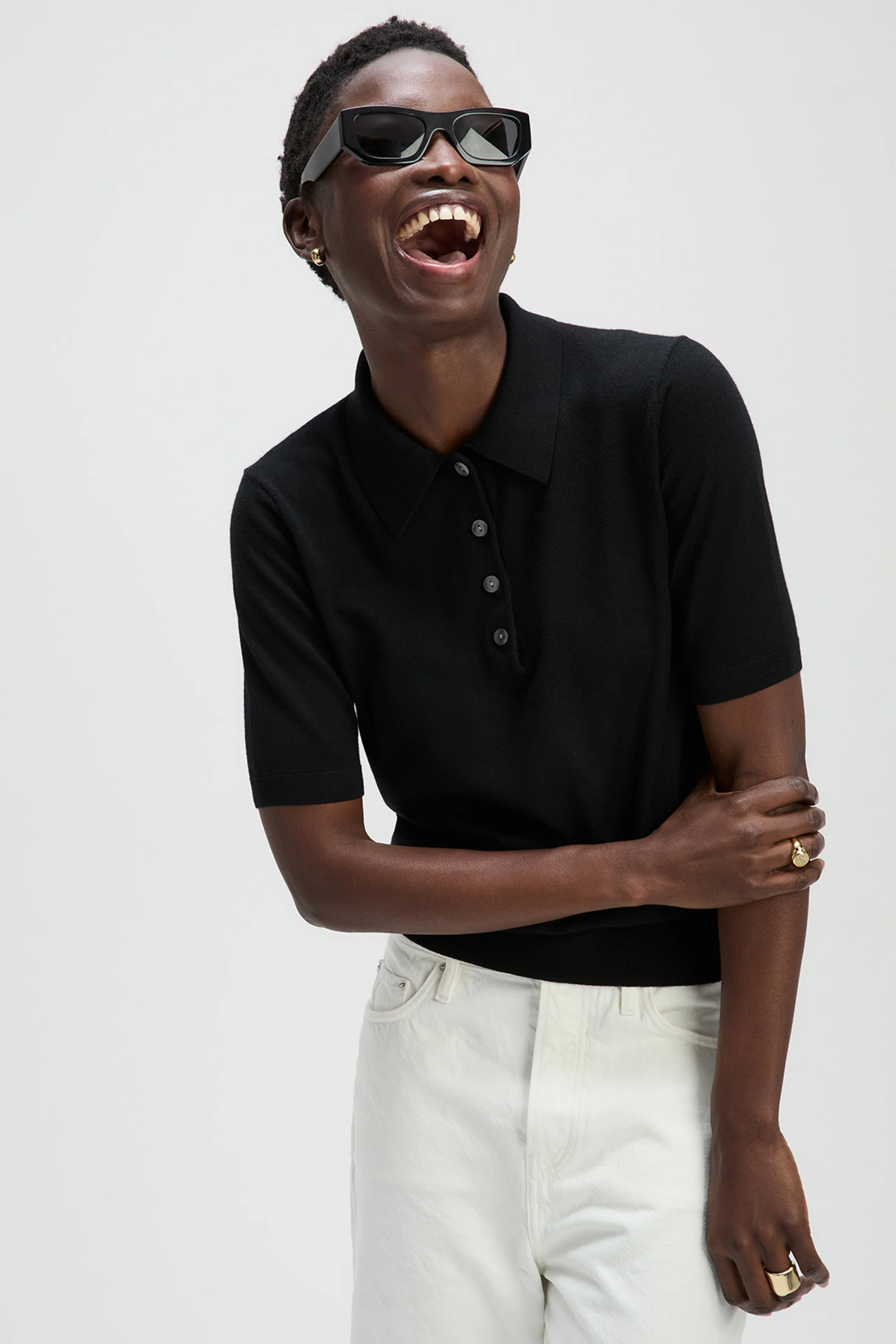 The Refined Short Sleeve Polo in Black - Image 3