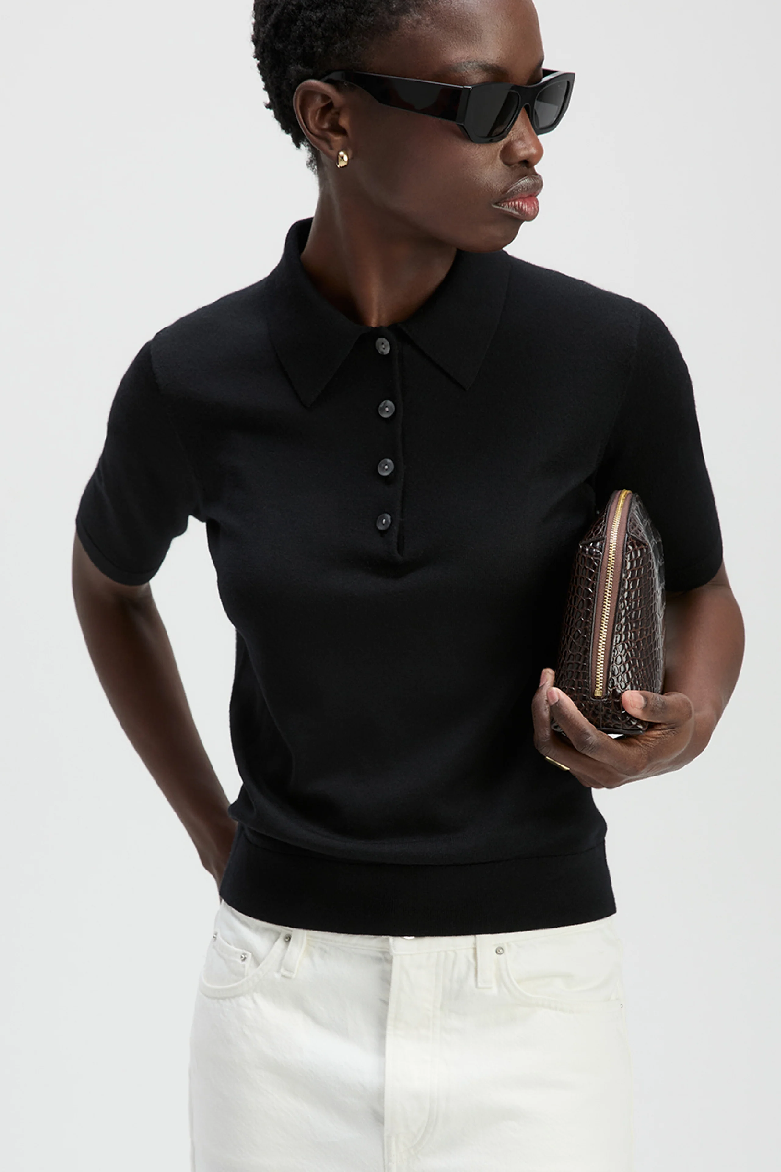 The Refined Short Sleeve Polo in Black - Image 6