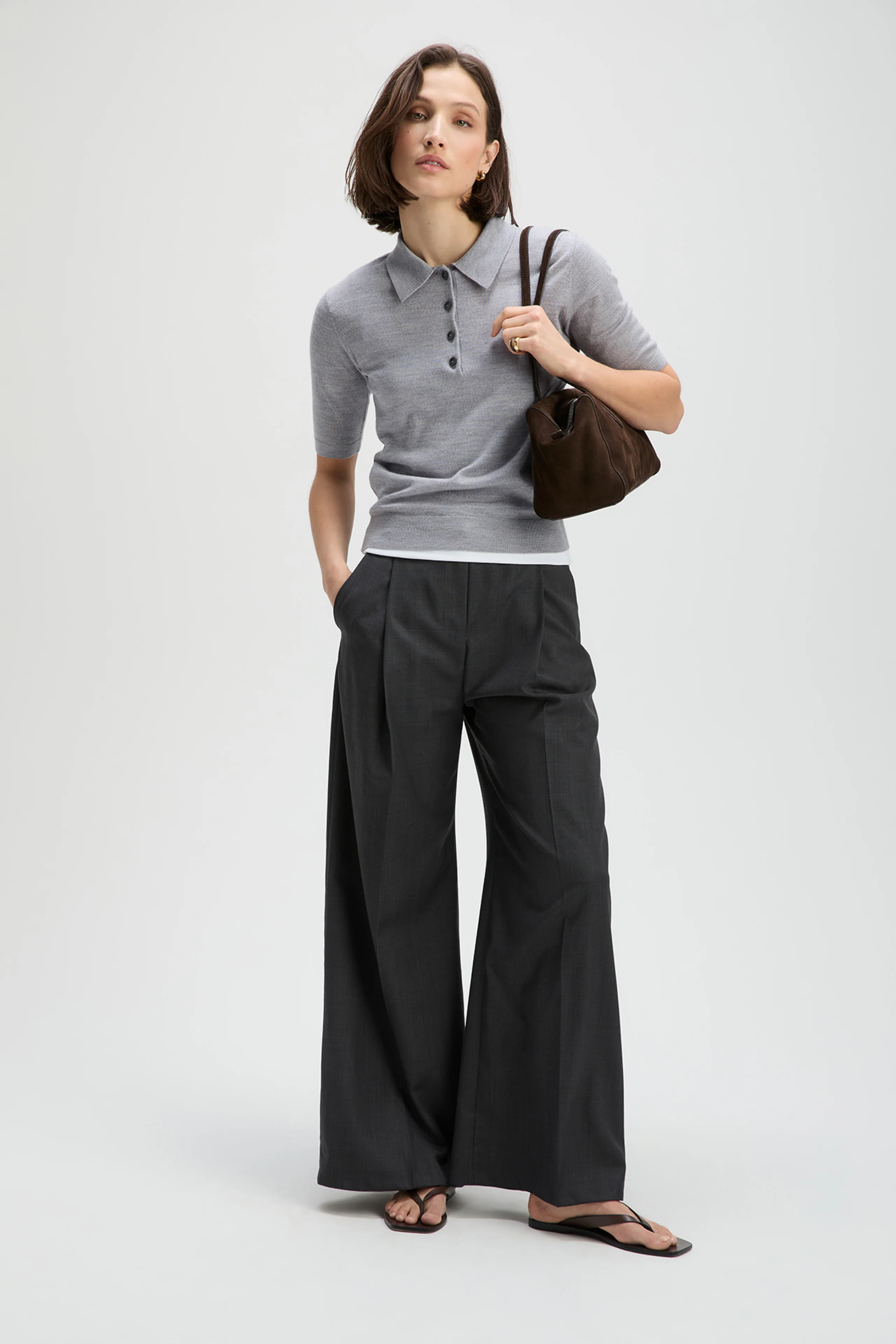 The Refined Short Sleeve Polo in Heather Grey - Image 3