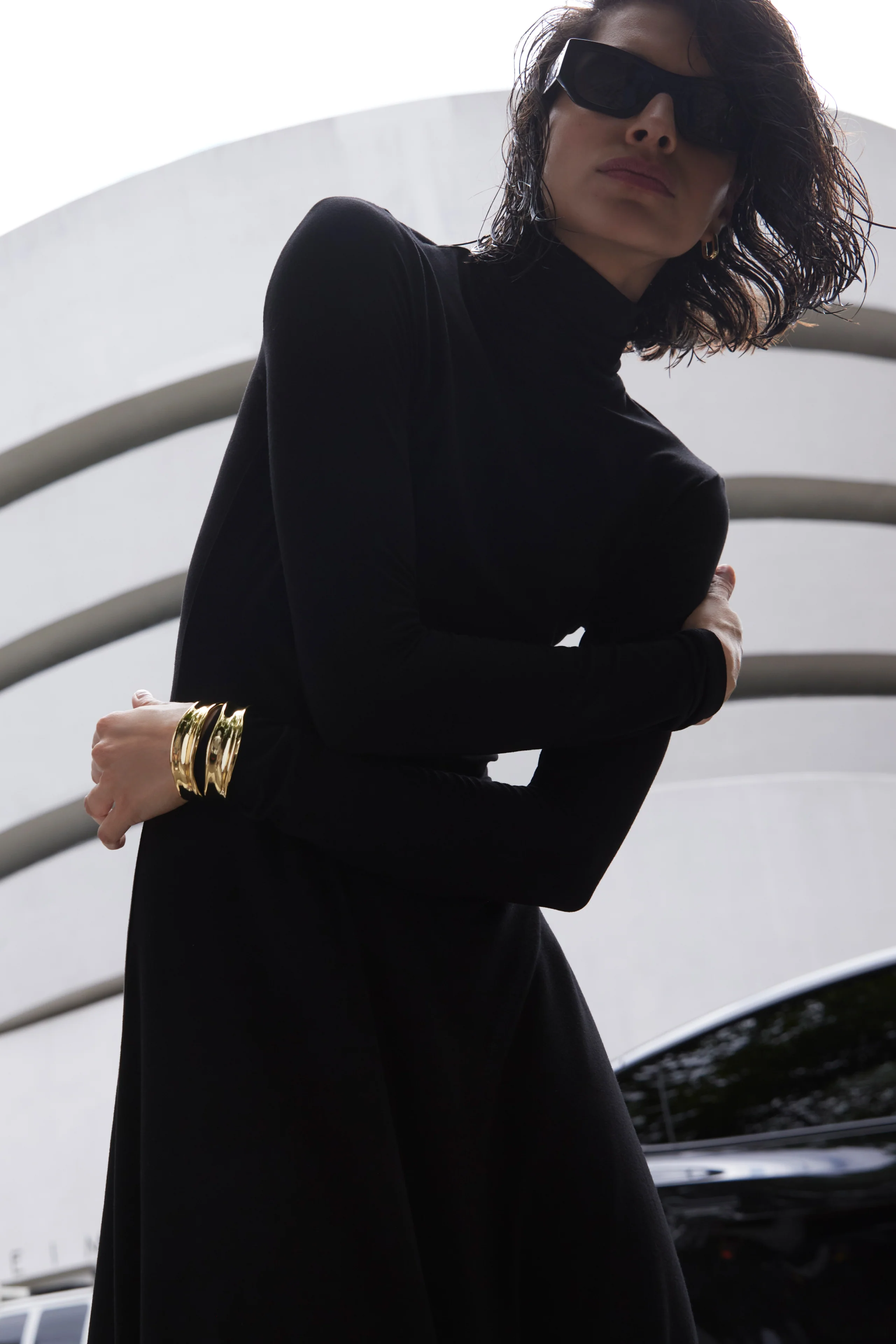 The Turtleneck Dress in Black - Image 3