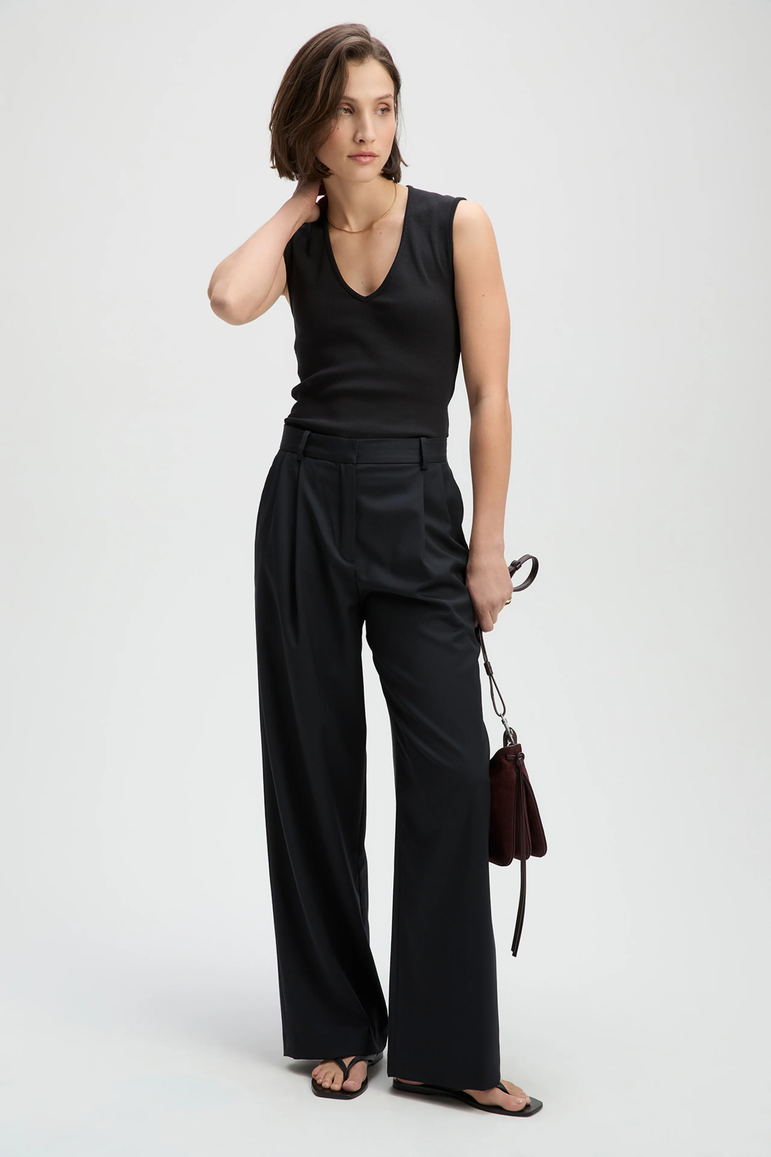 The V-Neck Tank in Black - Image 2